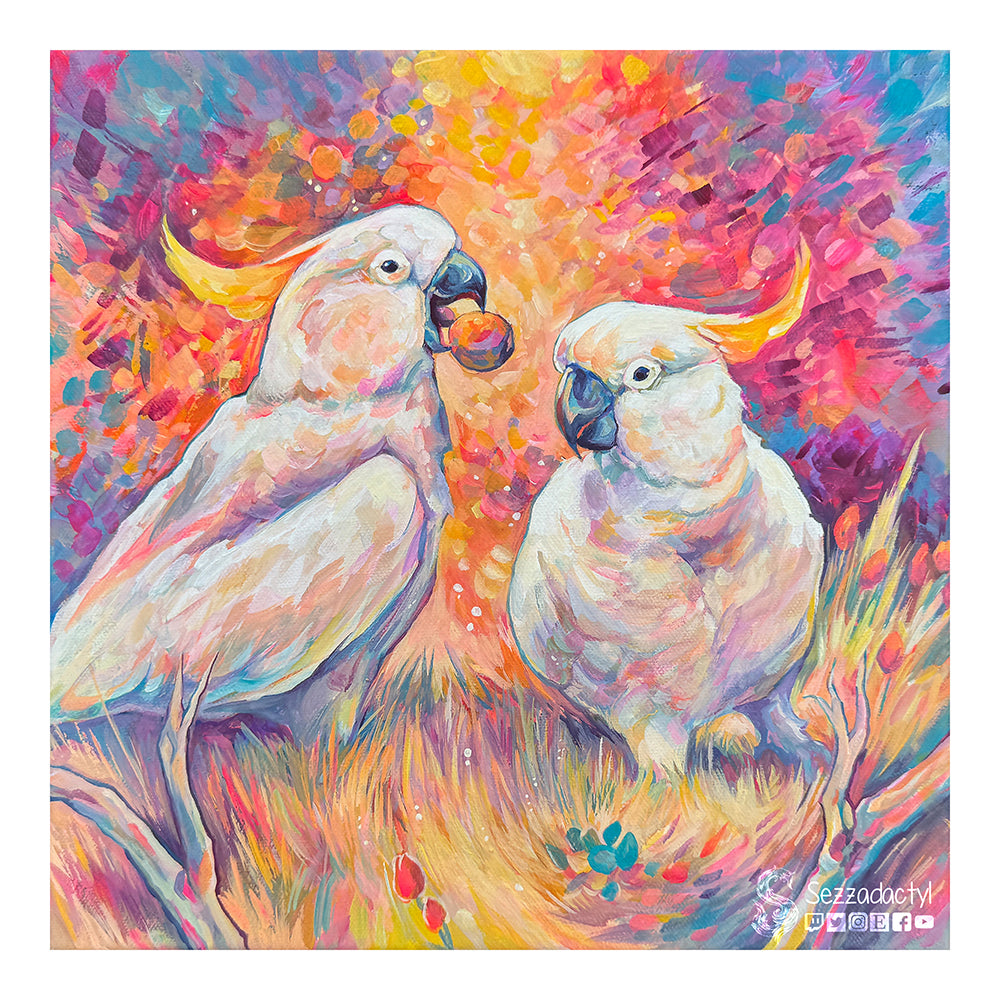 Cockatoos Print - Square Sizes (with border) - 6x6, 8x8, 10x10, 11x11