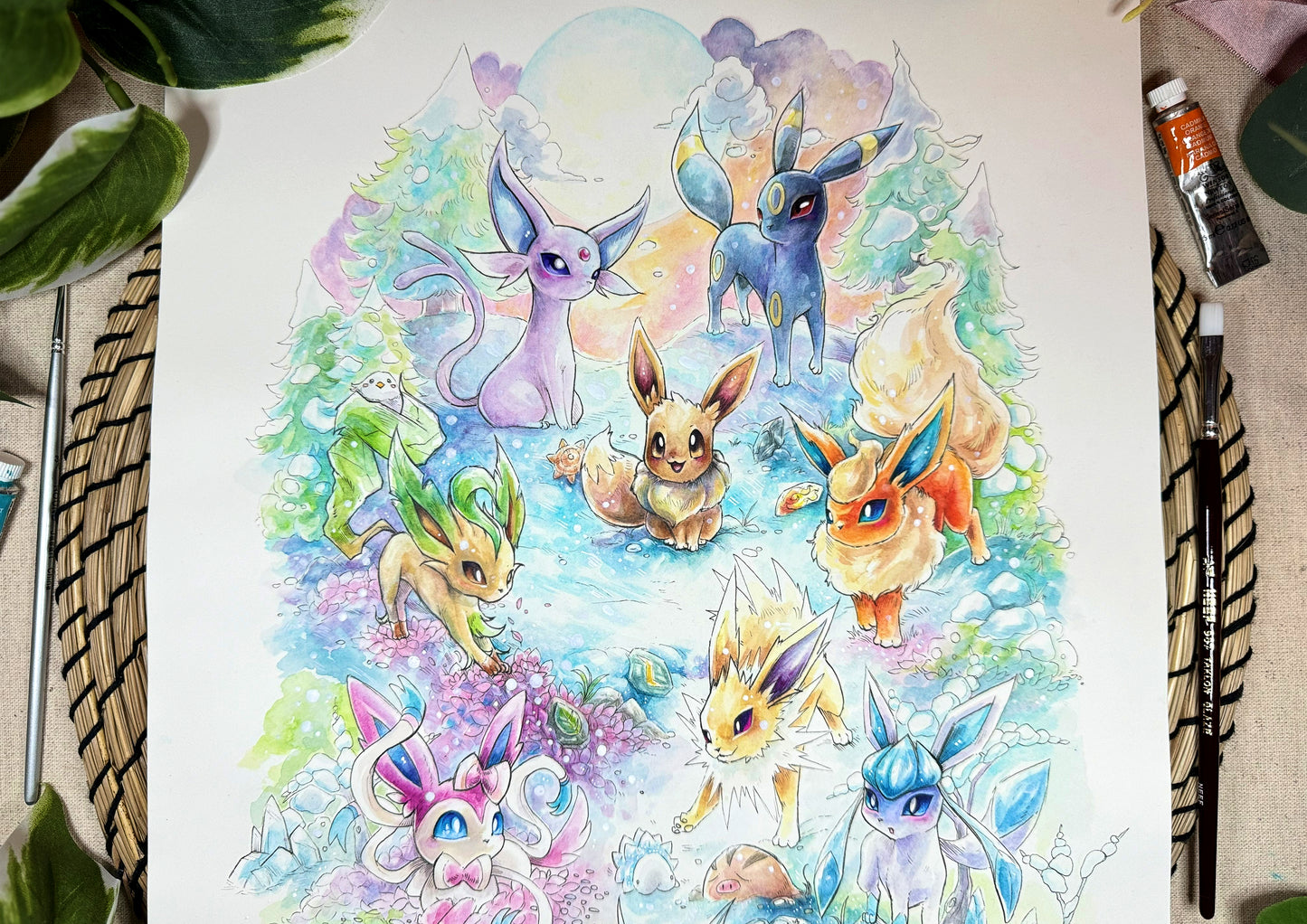 Original Painting - Fox Family Gathering