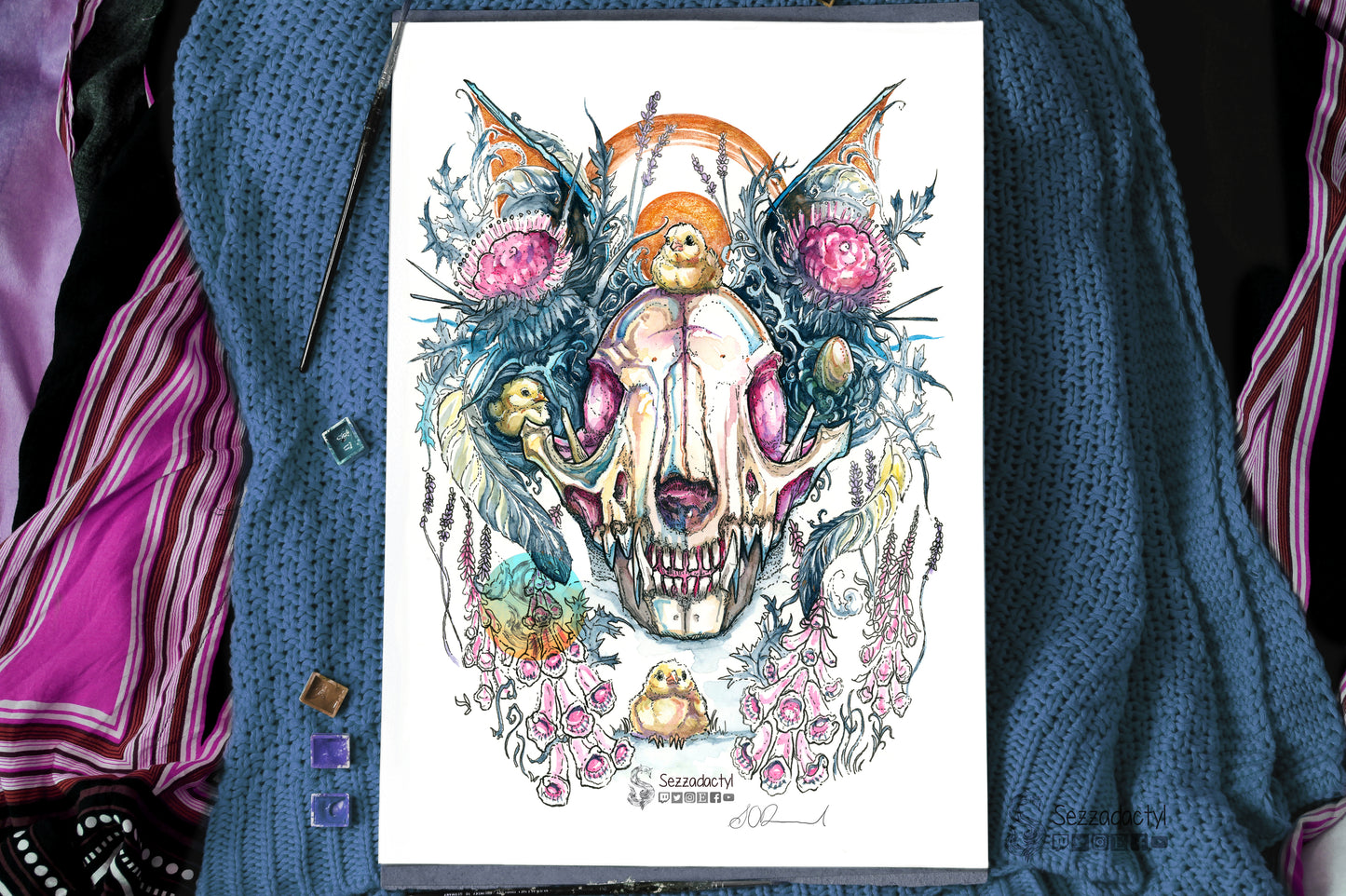Skull Print Fox - A3/A4/A5 sizes