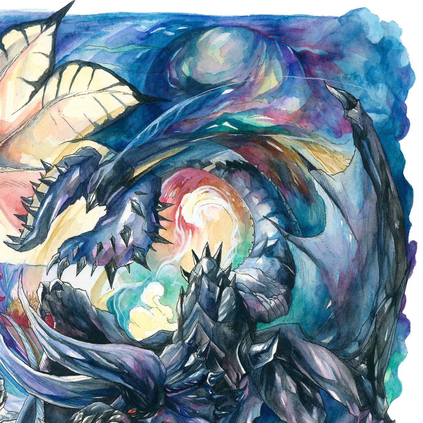 The Battle of the Two Monsters Print - A3/A4/A5