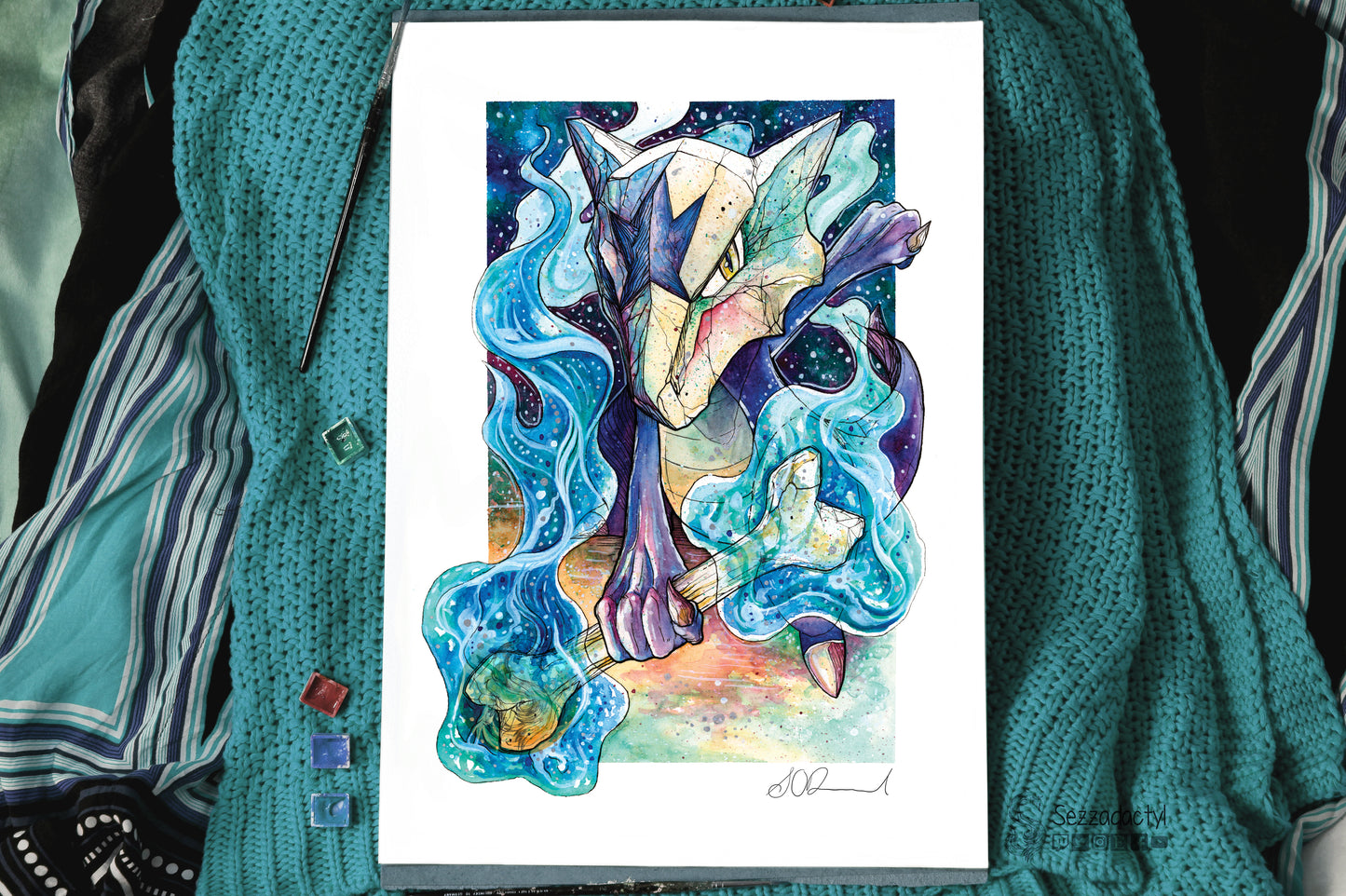 Blue Fire Bones Print - A3/A4/A5