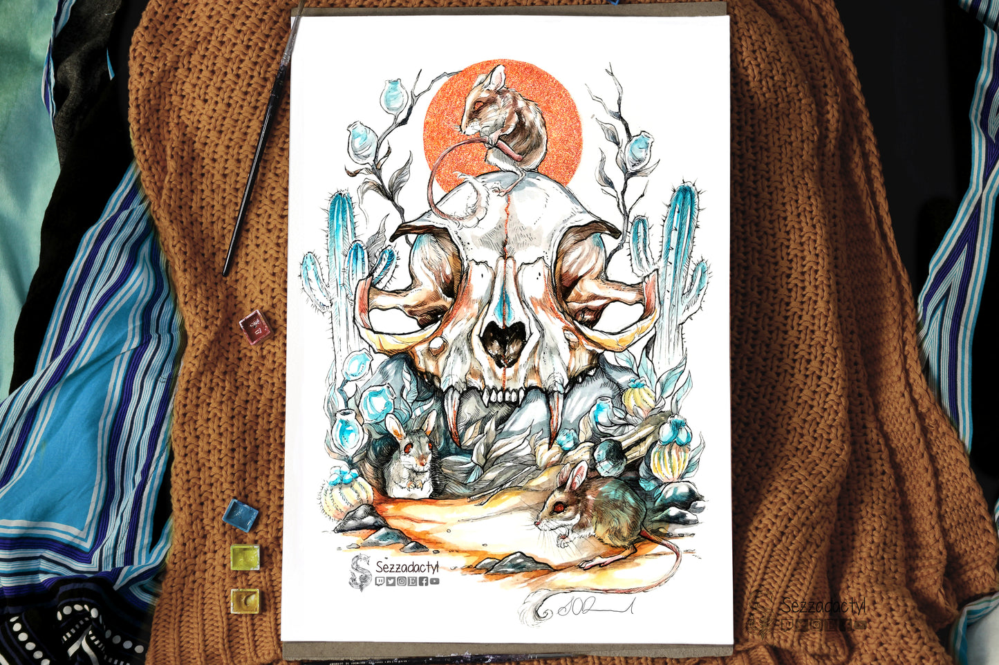 Skull Print Cat - A3/A4/A5 sizes