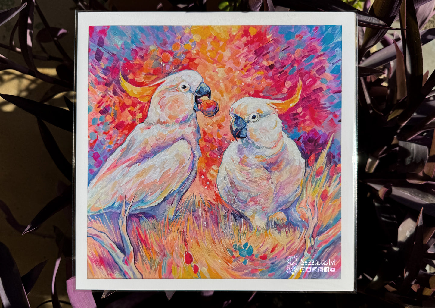 Cockatoos Print - Square Sizes (with border) - 6x6, 8x8, 10x10, 11x11