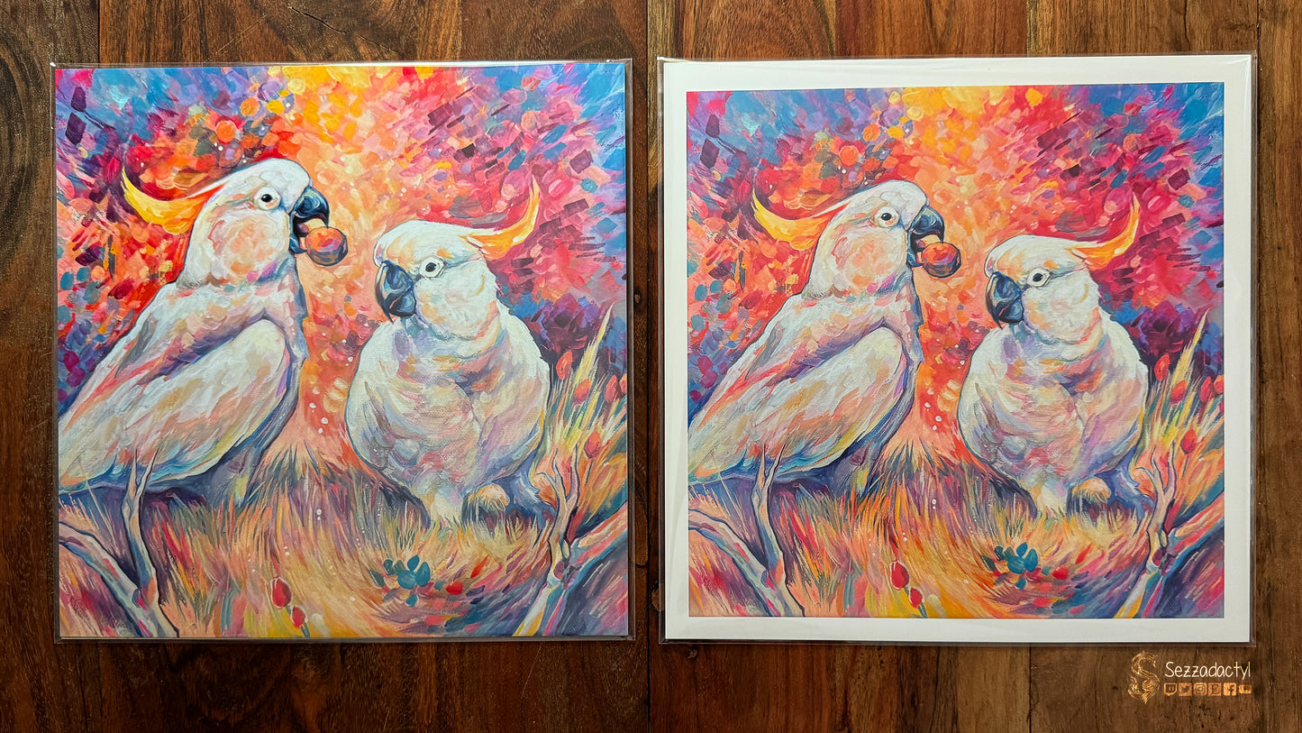 Cockatoos Print - Square Sizes (with border) - 6x6, 8x8, 10x10, 11x11