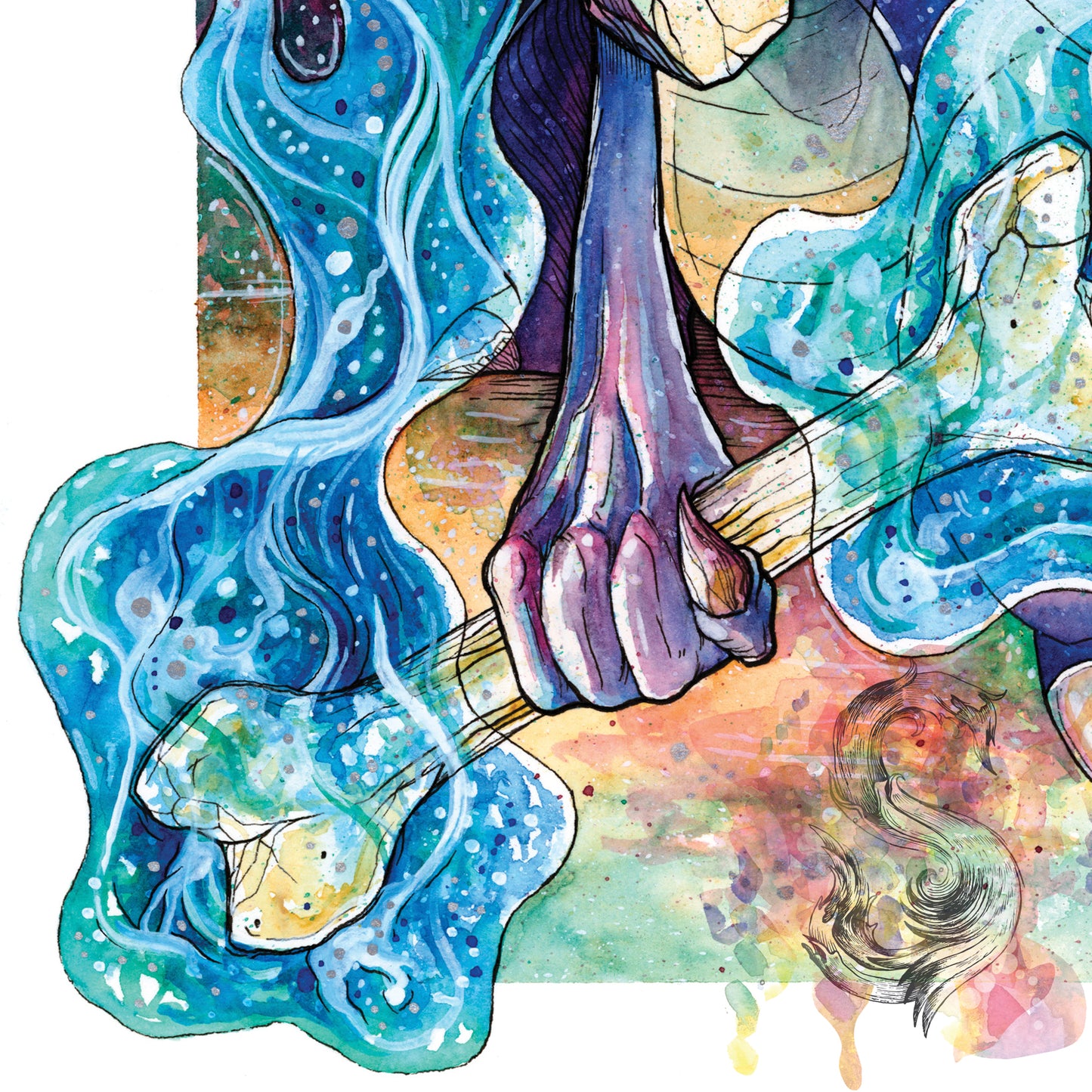 Blue Fire Bones Print - A3/A4/A5