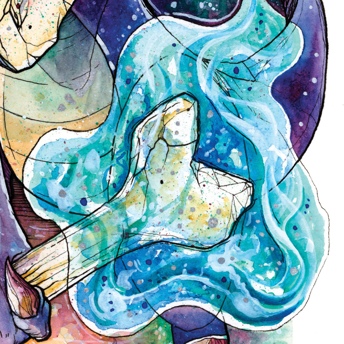 Blue Fire Bones Print - A3/A4/A5