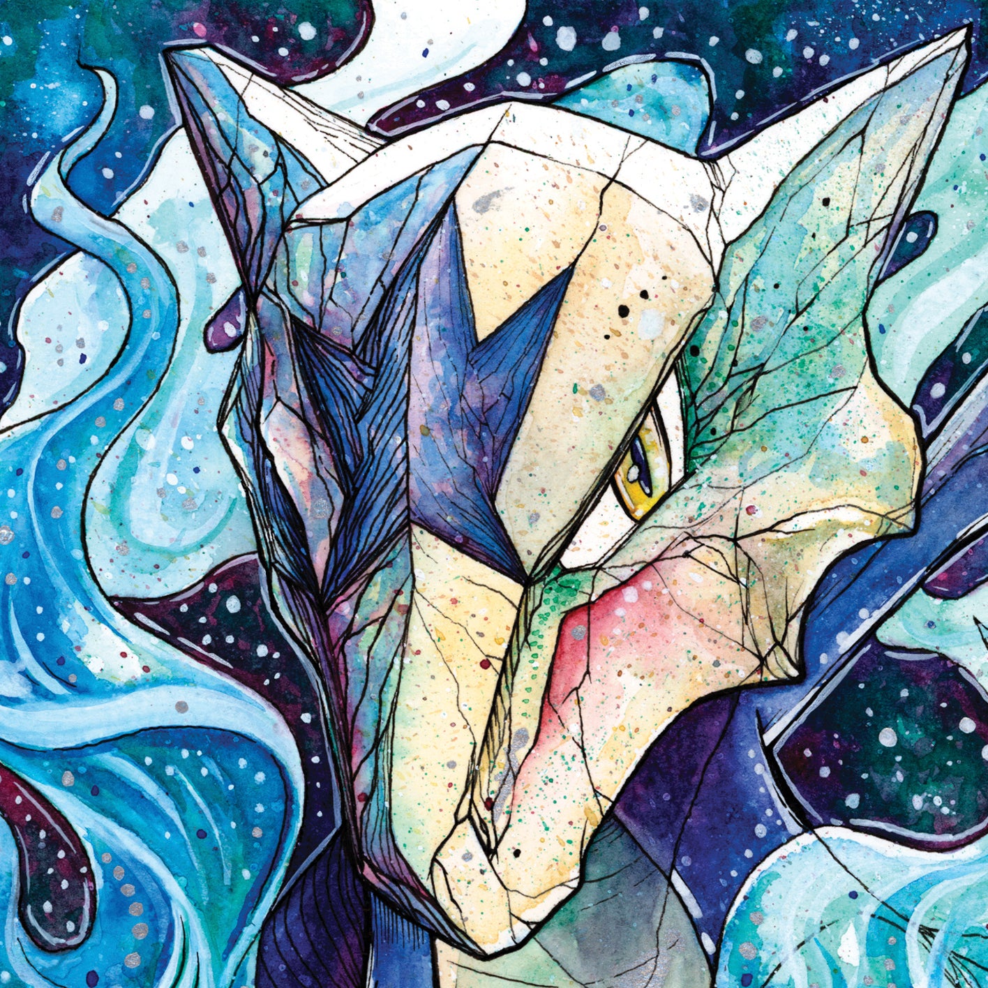 Blue Fire Bones Print - A3/A4/A5