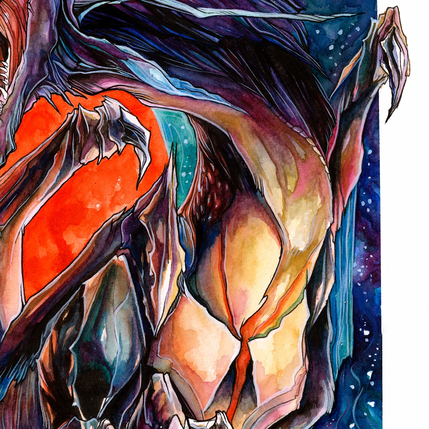Dragon and the Red Moon Print - A3/A4/A5
