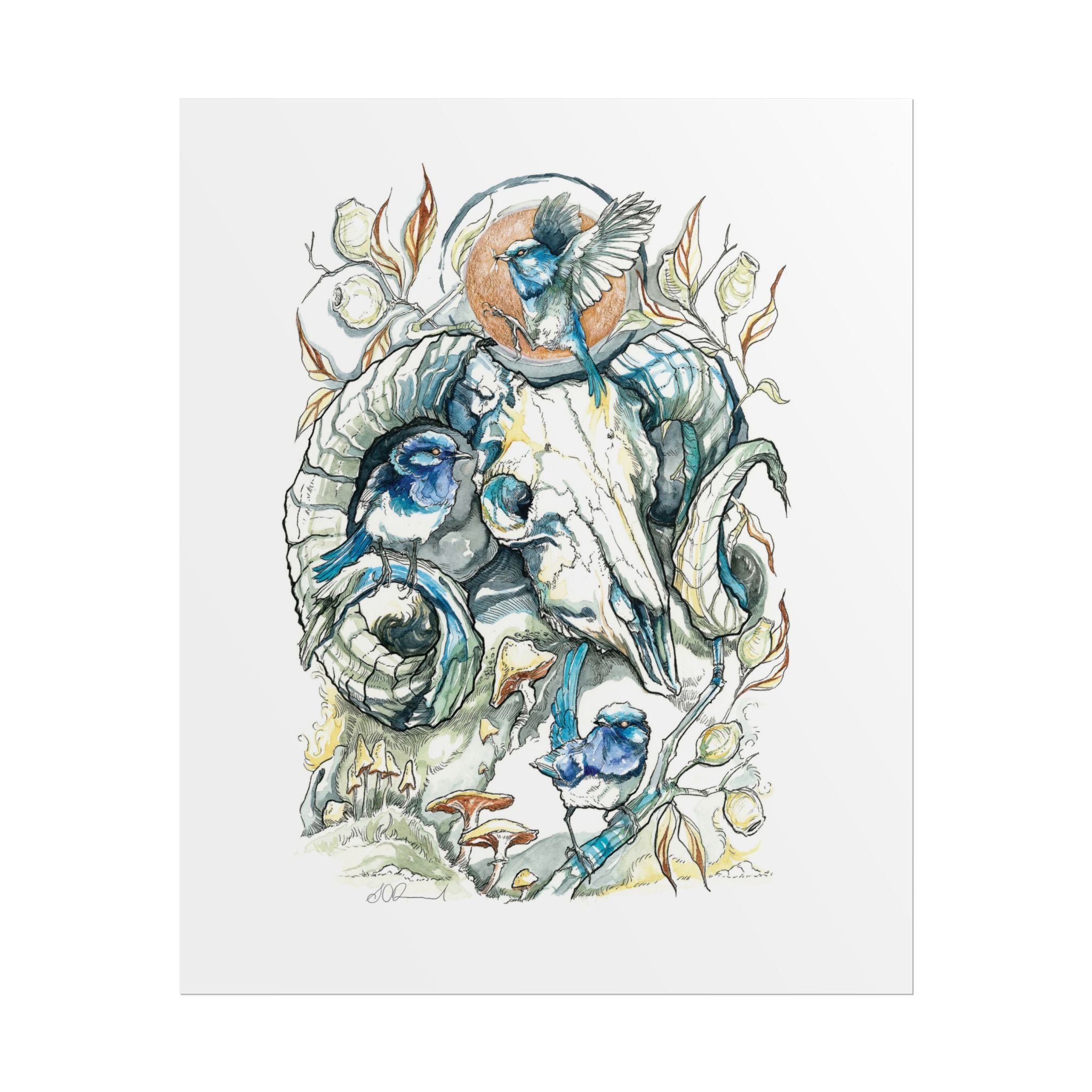 Ram Skull Poster Print