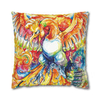 Square Poly Canvas Pillowcase - Fire Bird