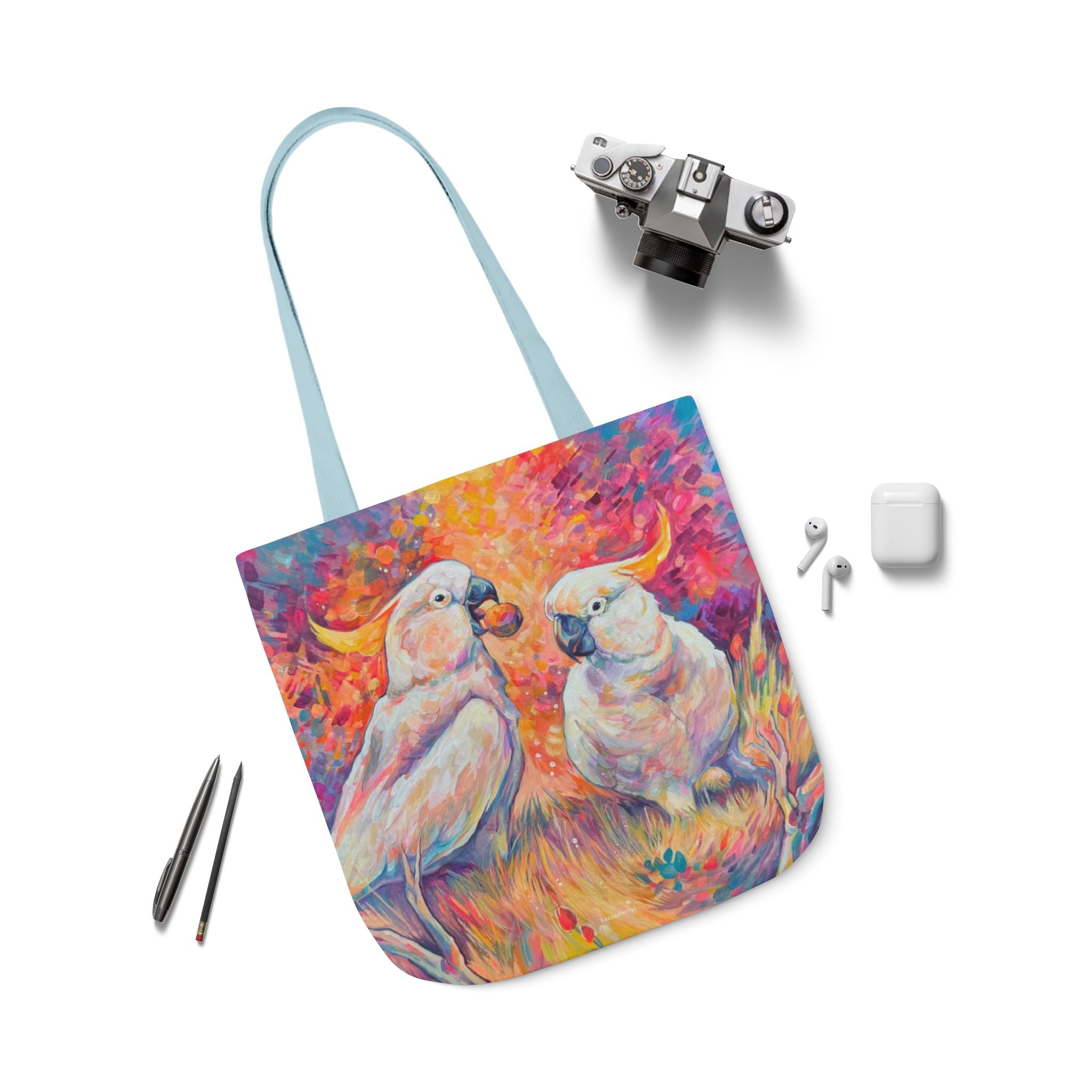 Tote Bag, 5-Color Straps - Cockatoos