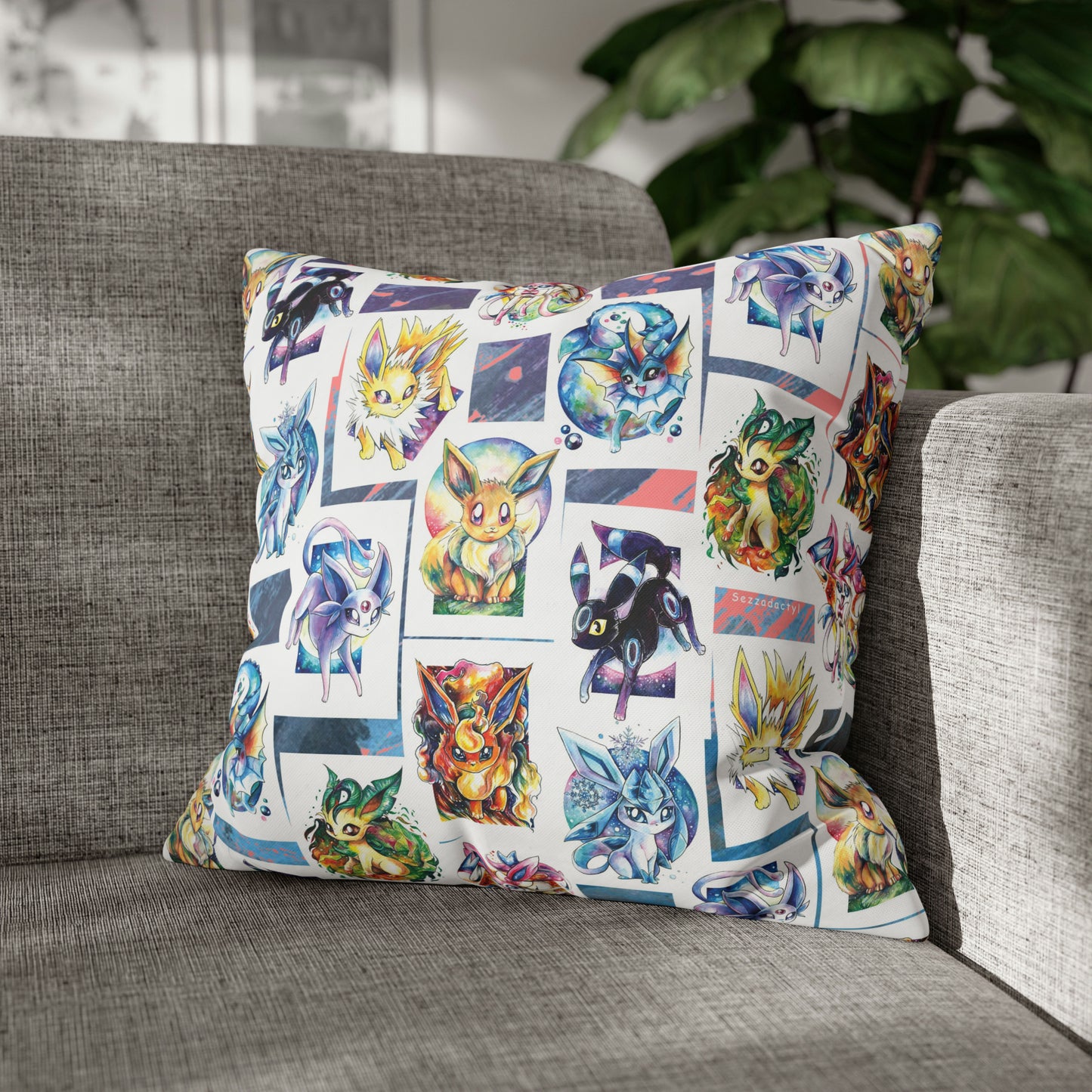 Square Poly Canvas Pillowcase - Foxes