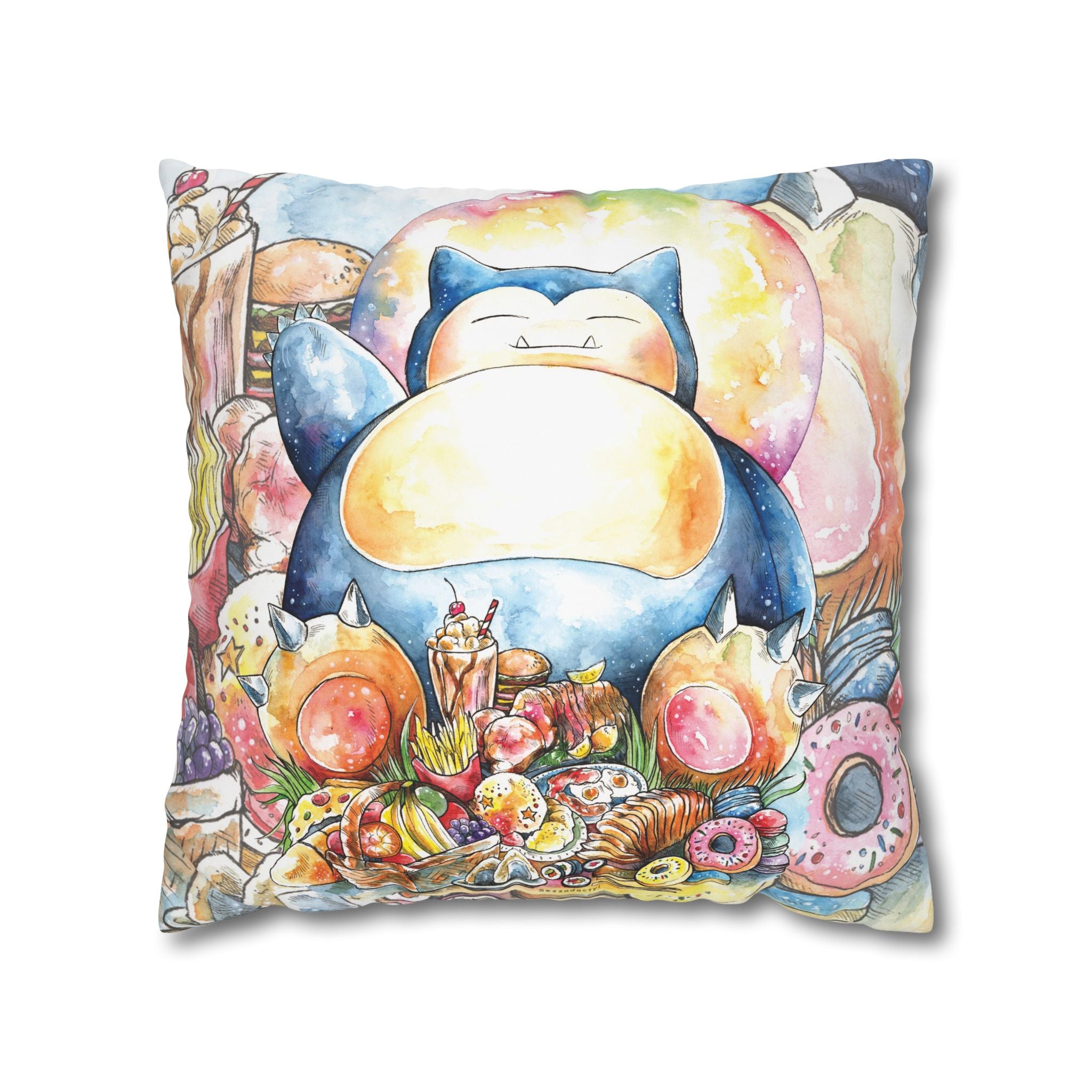 Square Poly Canvas Pillowcase - We Love Food