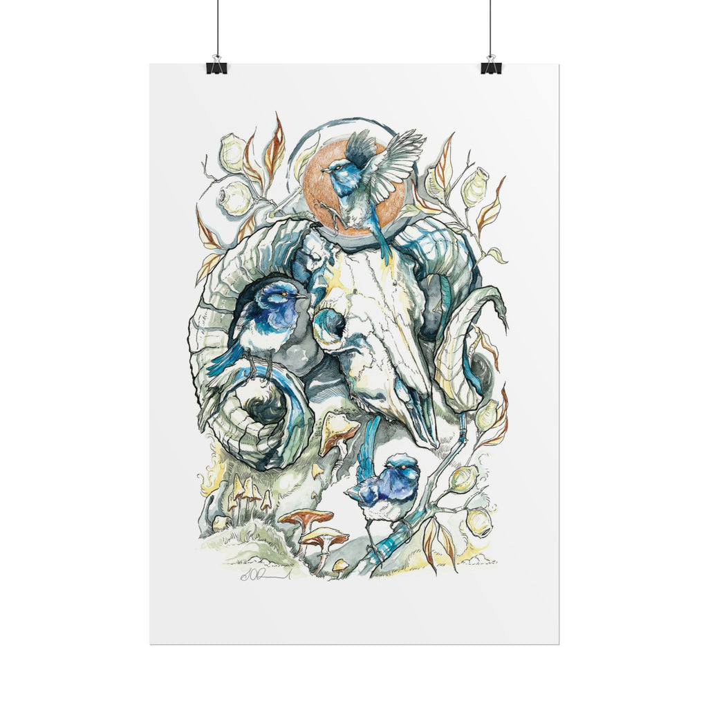 Ram Skull Poster Print