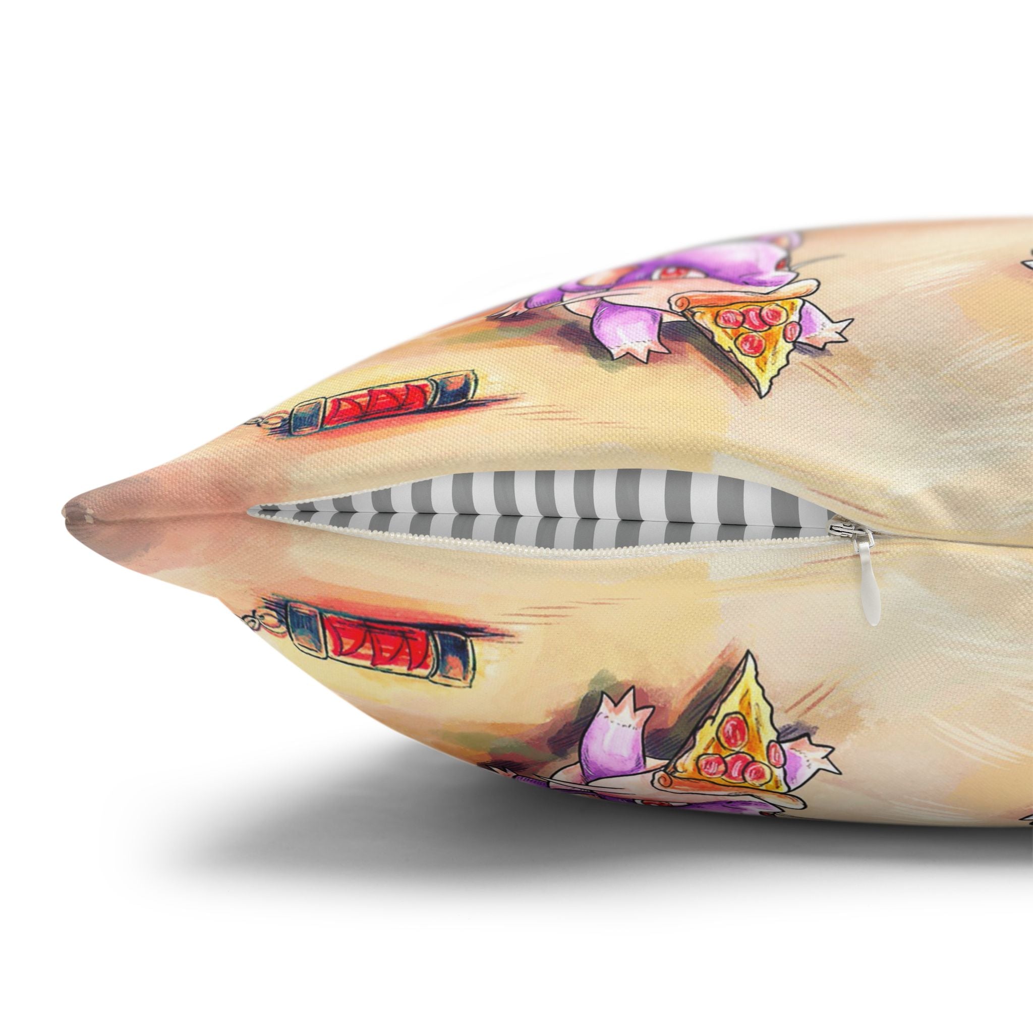 Square Poly Canvas Pillowcase - Pizza Party