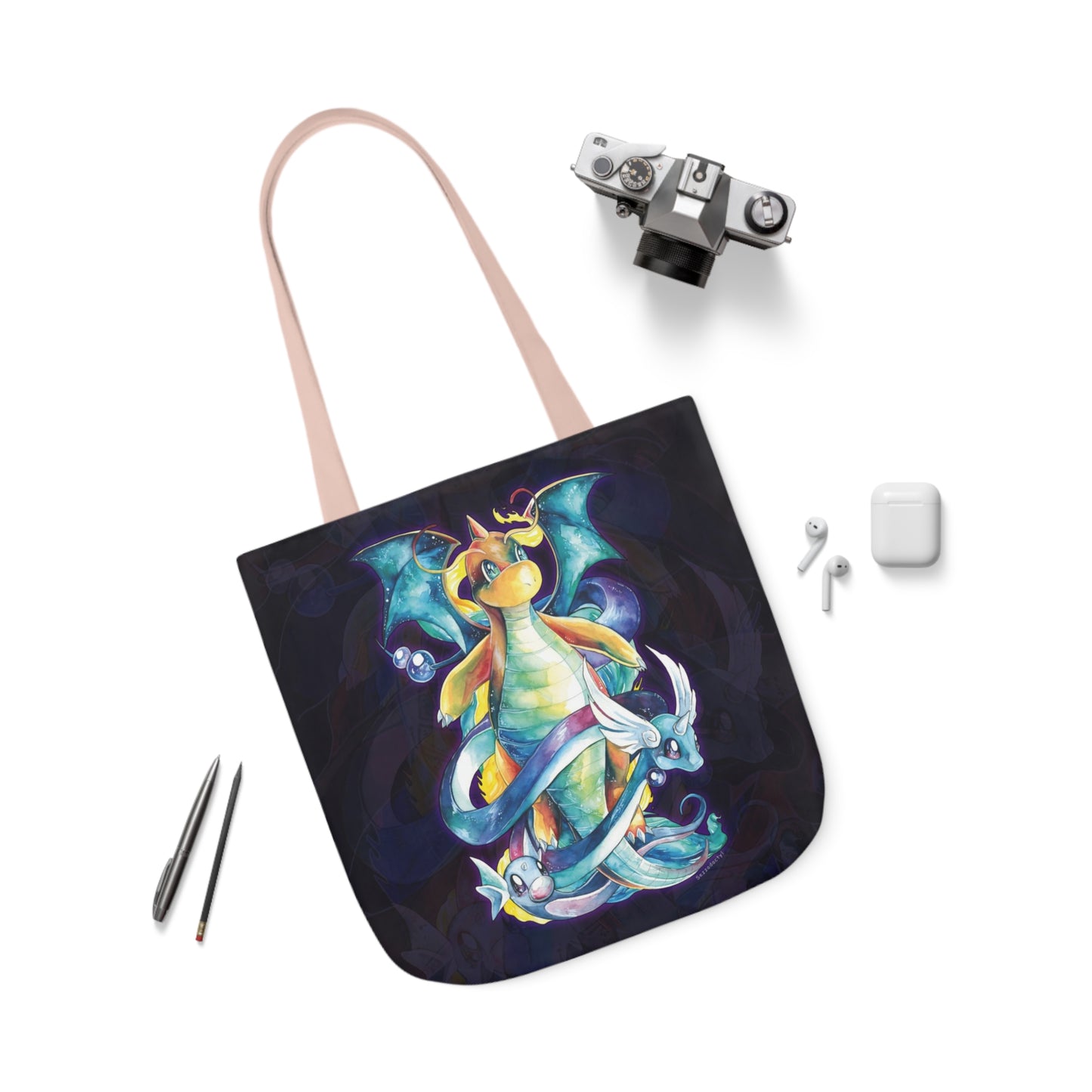 Canvas Tote Bag, 5-Color Straps - Dragons