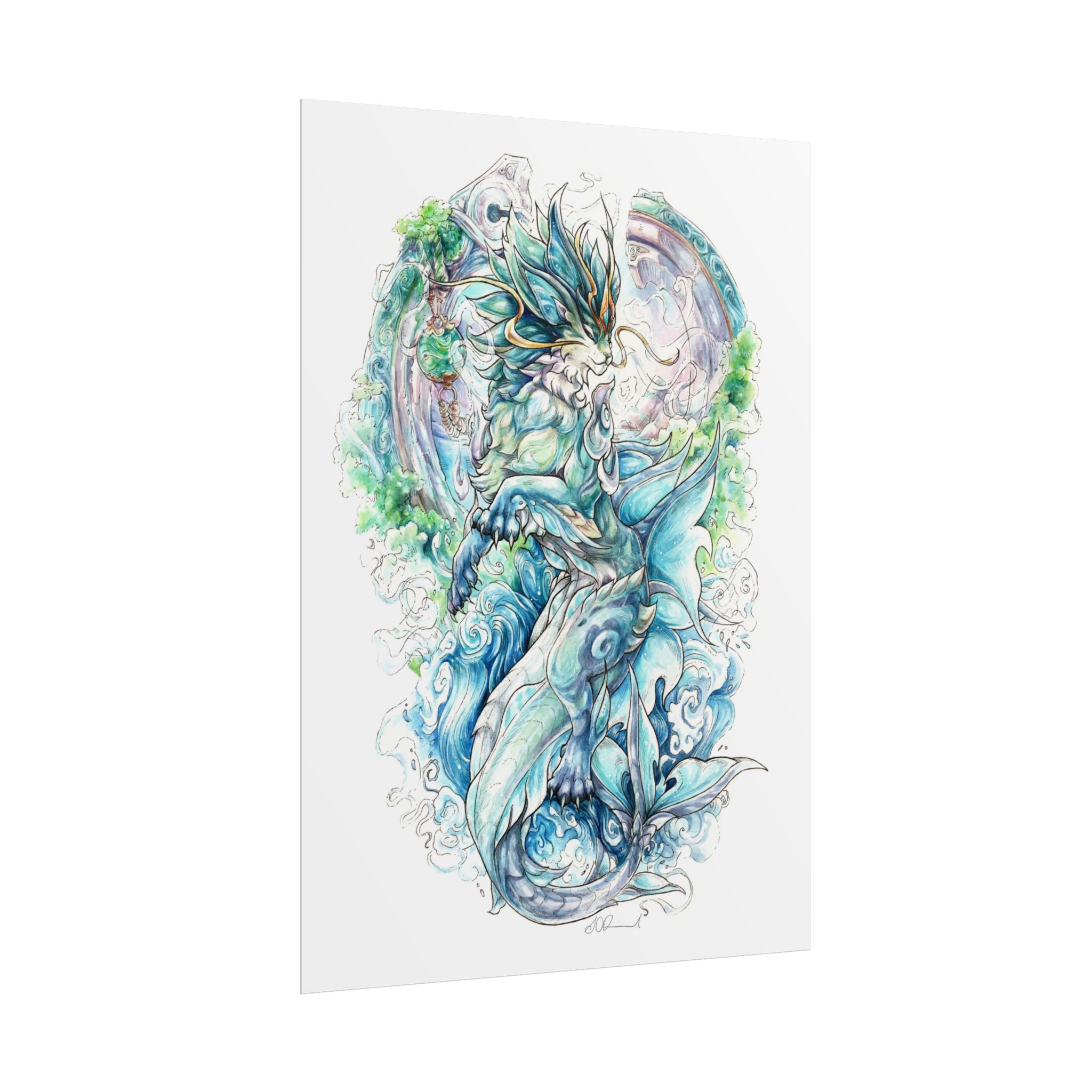 Cat Dragon Poster Print