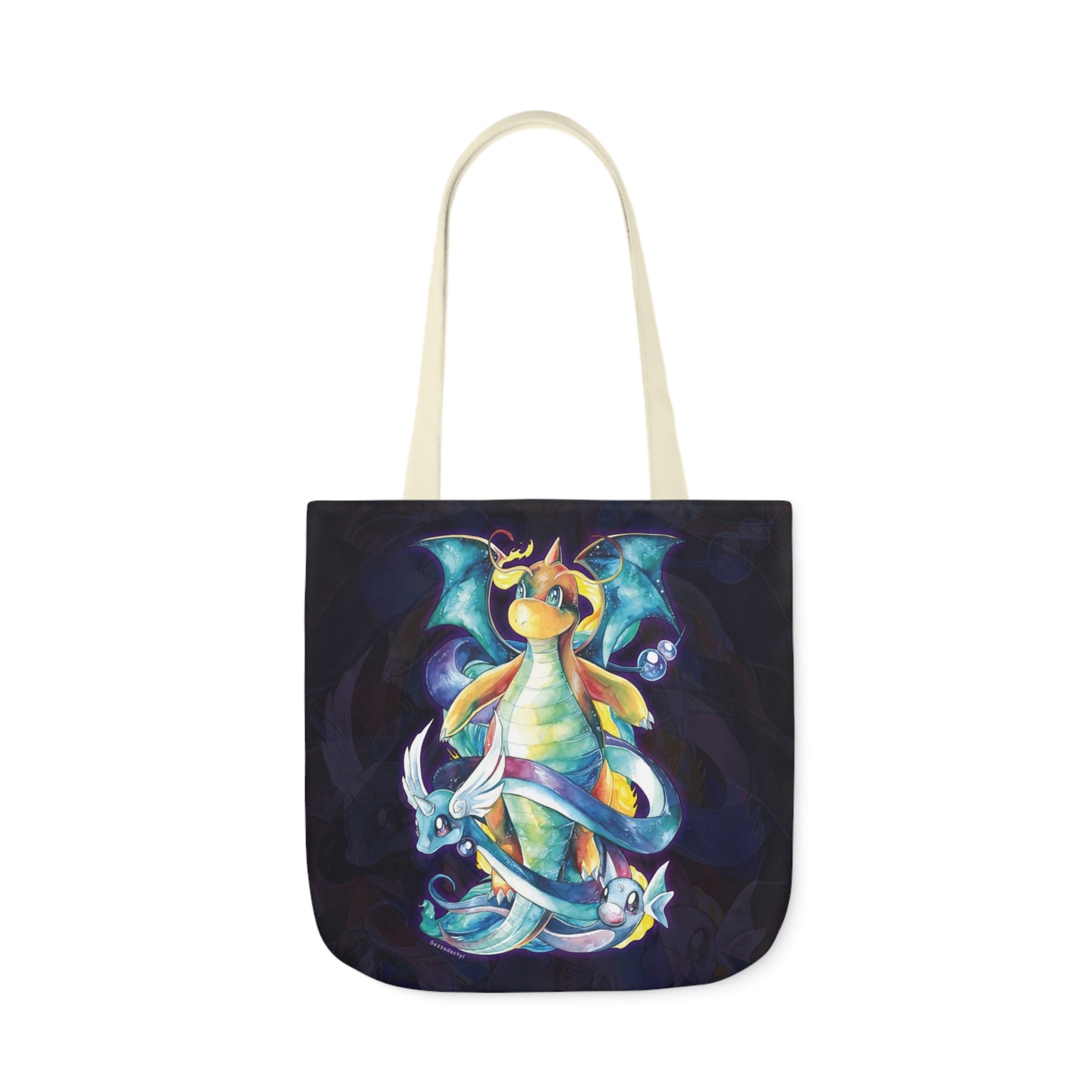 Canvas Tote Bag, 5-Color Straps - Dragons