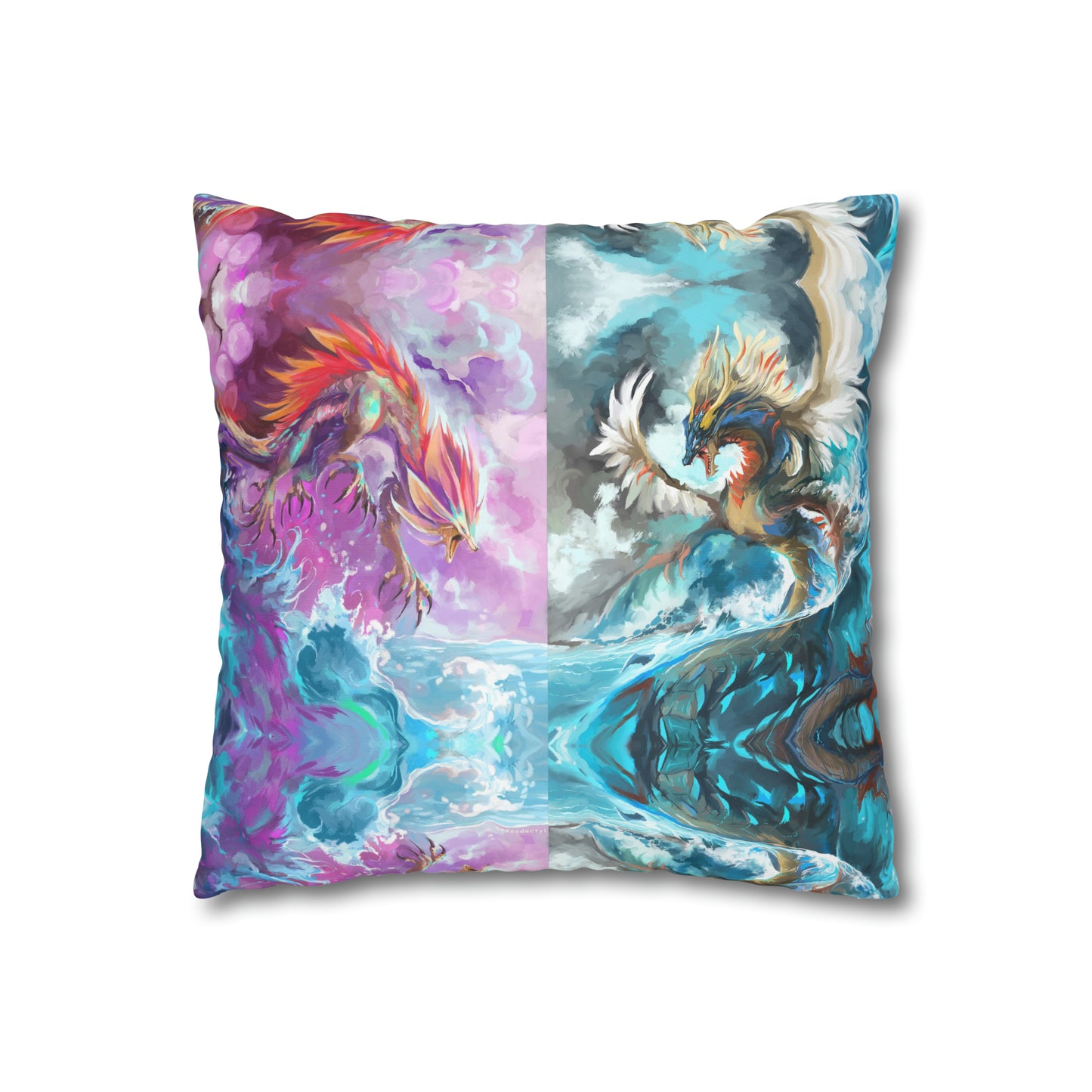 Square Poly Canvas Pillowcase - Monster Battle