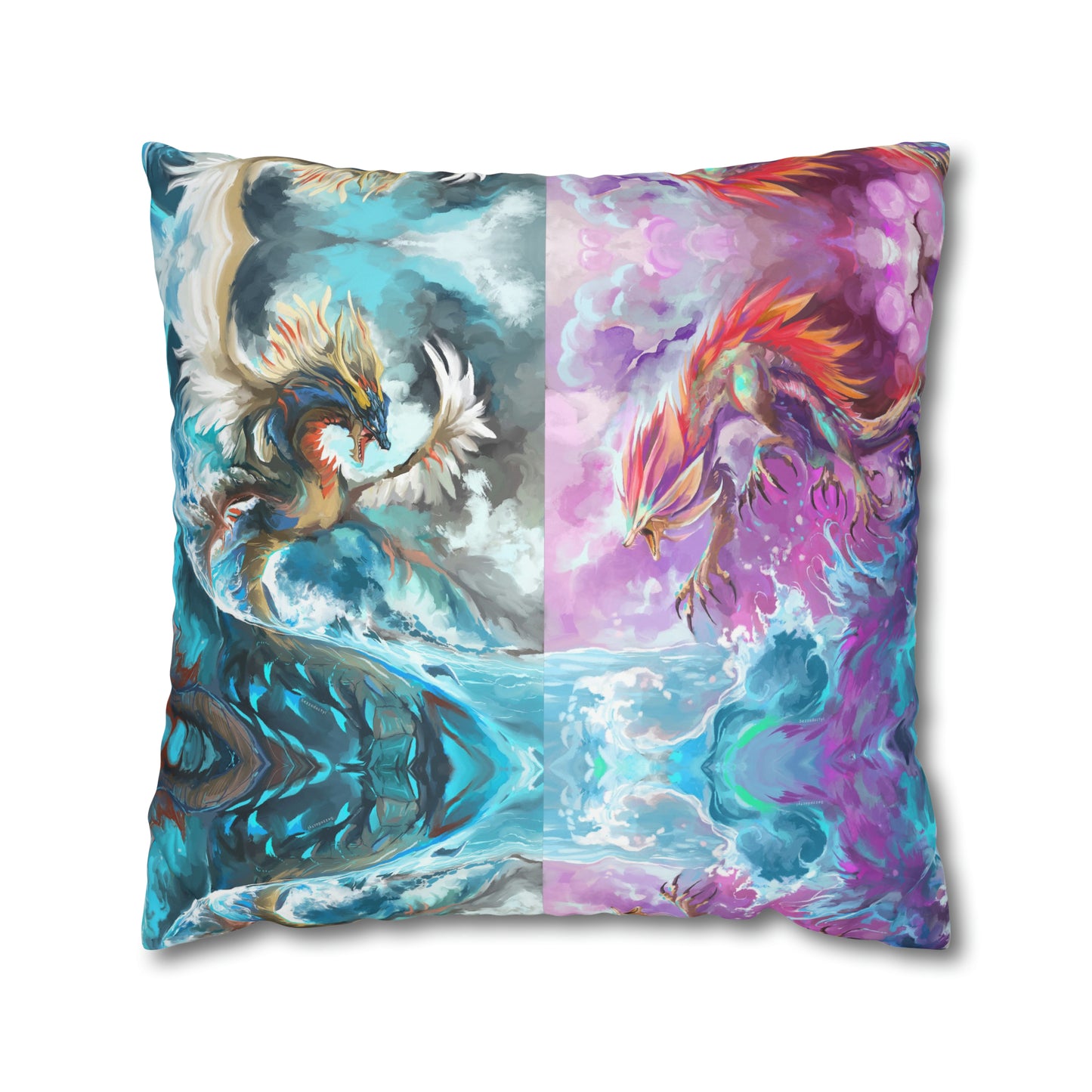 Square Poly Canvas Pillowcase - Monster Battle