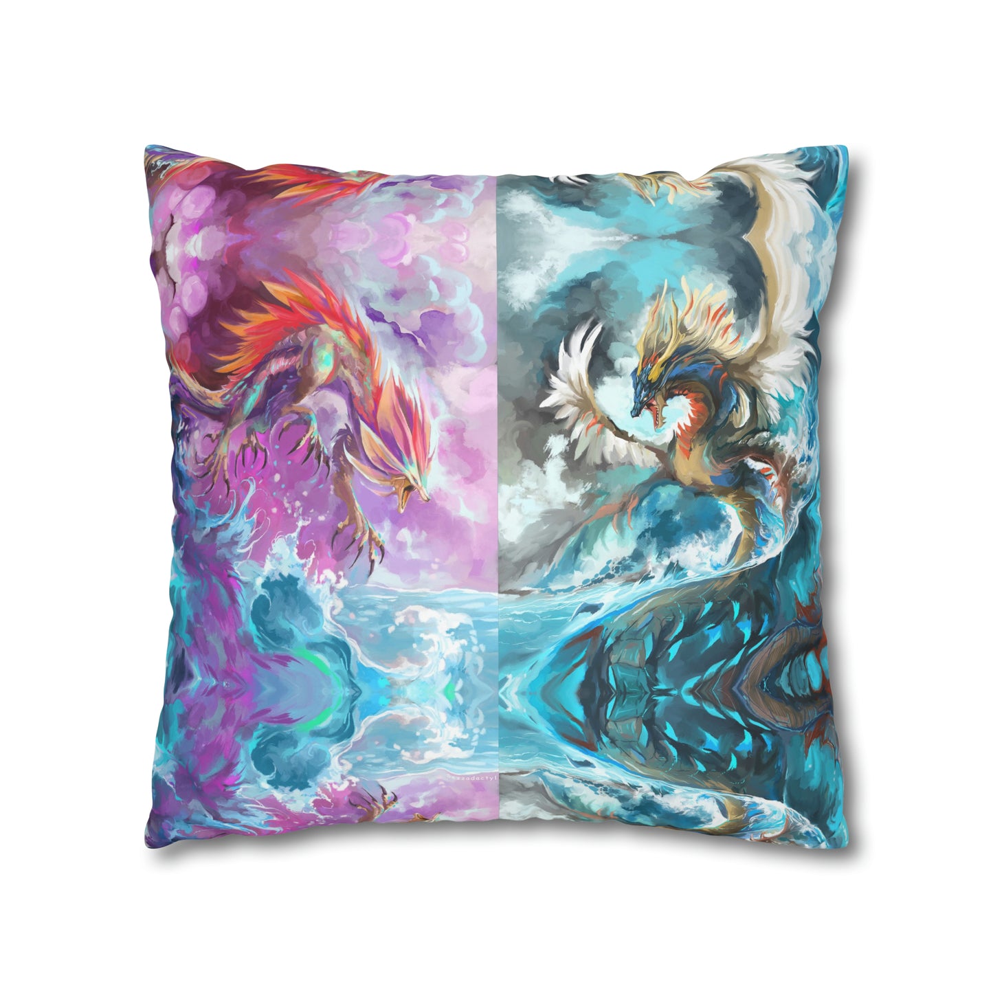 Square Poly Canvas Pillowcase - Monster Battle