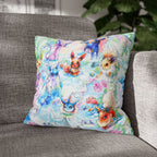 Square Poly Canvas Pillowcase - Fox Family Gathering