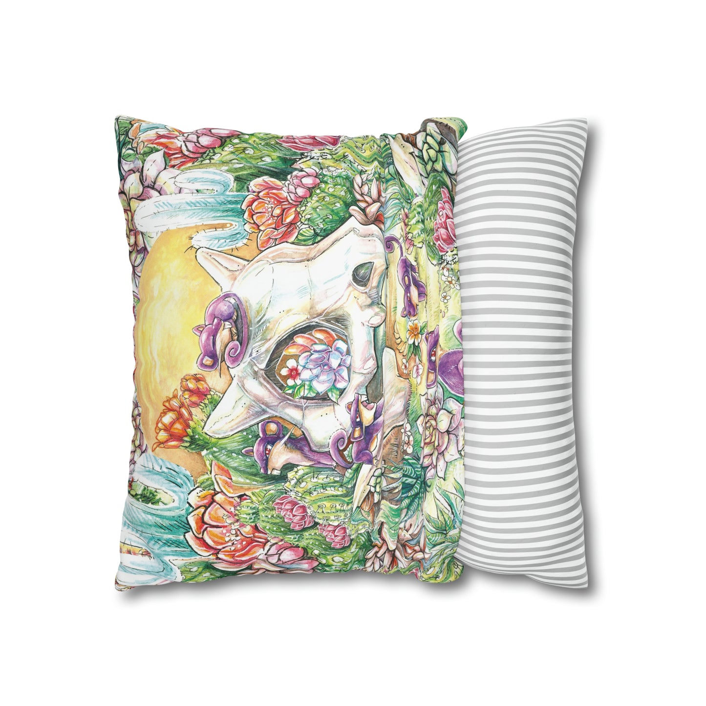 Square Poly Canvas Pillowcase - Skull with Rats