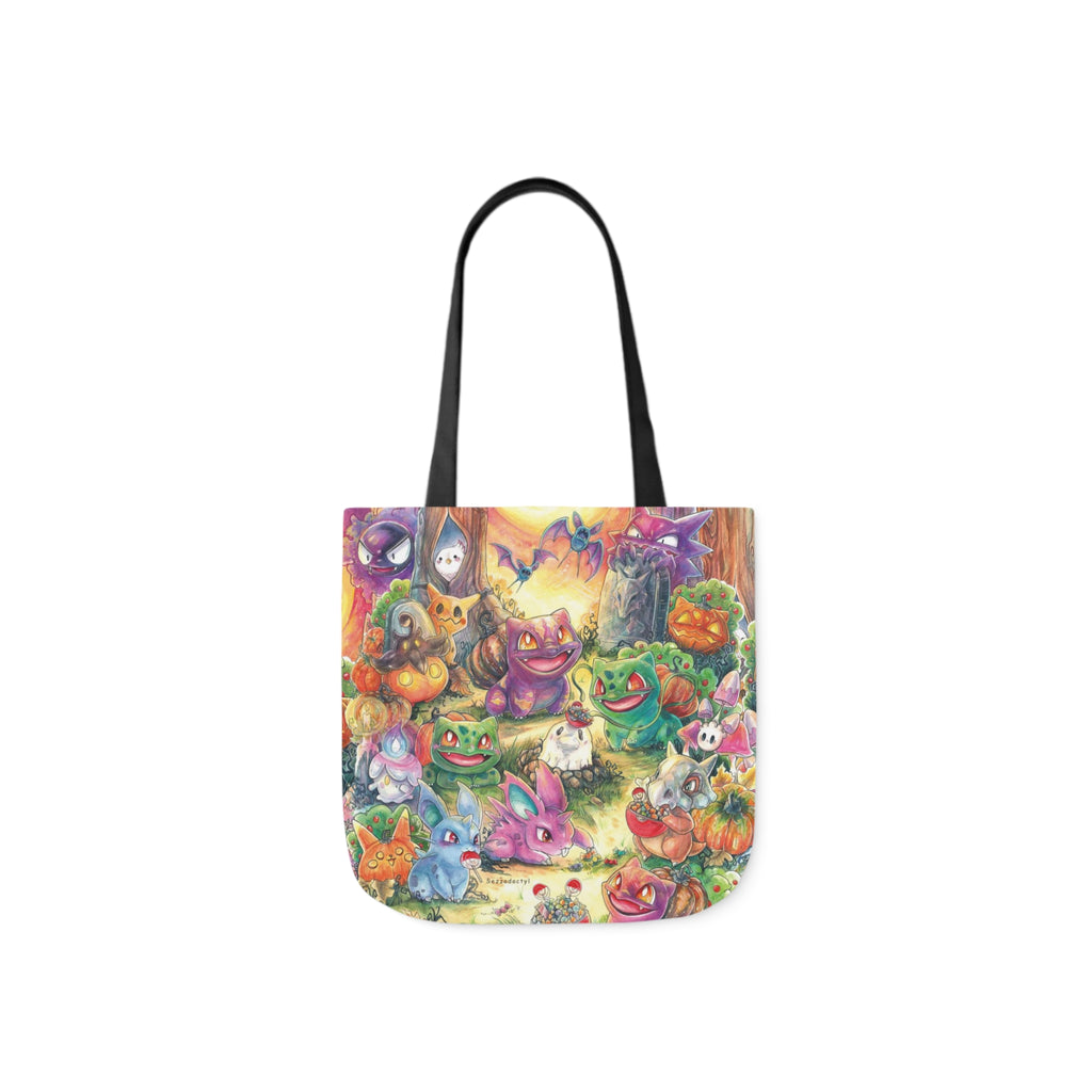 Canvas Tote Bag, 5-Color Straps - Halloween Friends