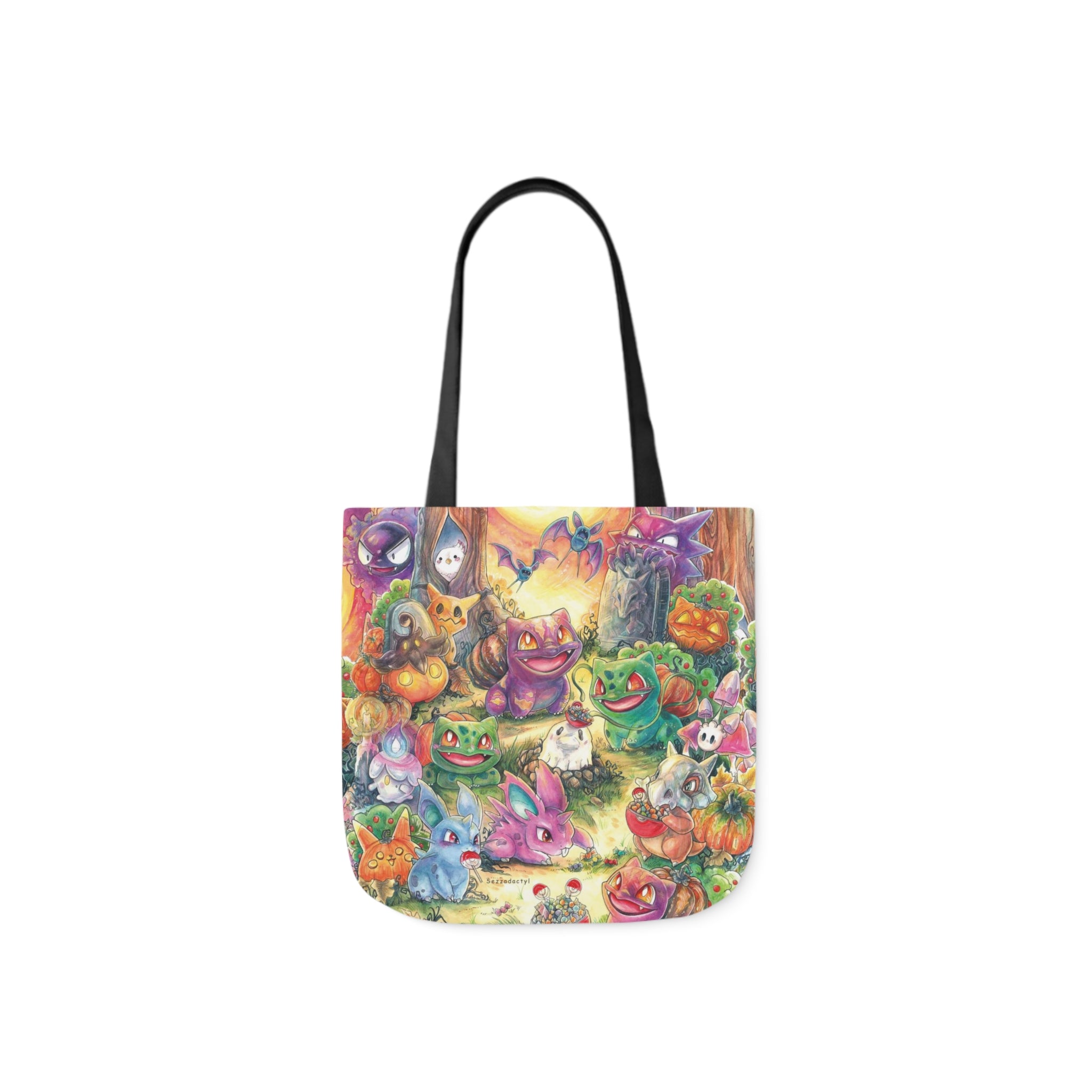 Canvas Tote Bag, 5-Color Straps - Halloween Friends