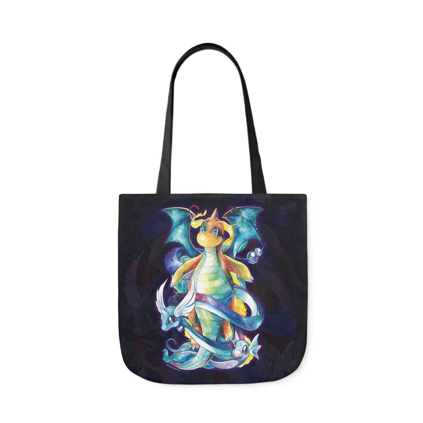 Canvas Tote Bag, 5-Color Straps - Dragons