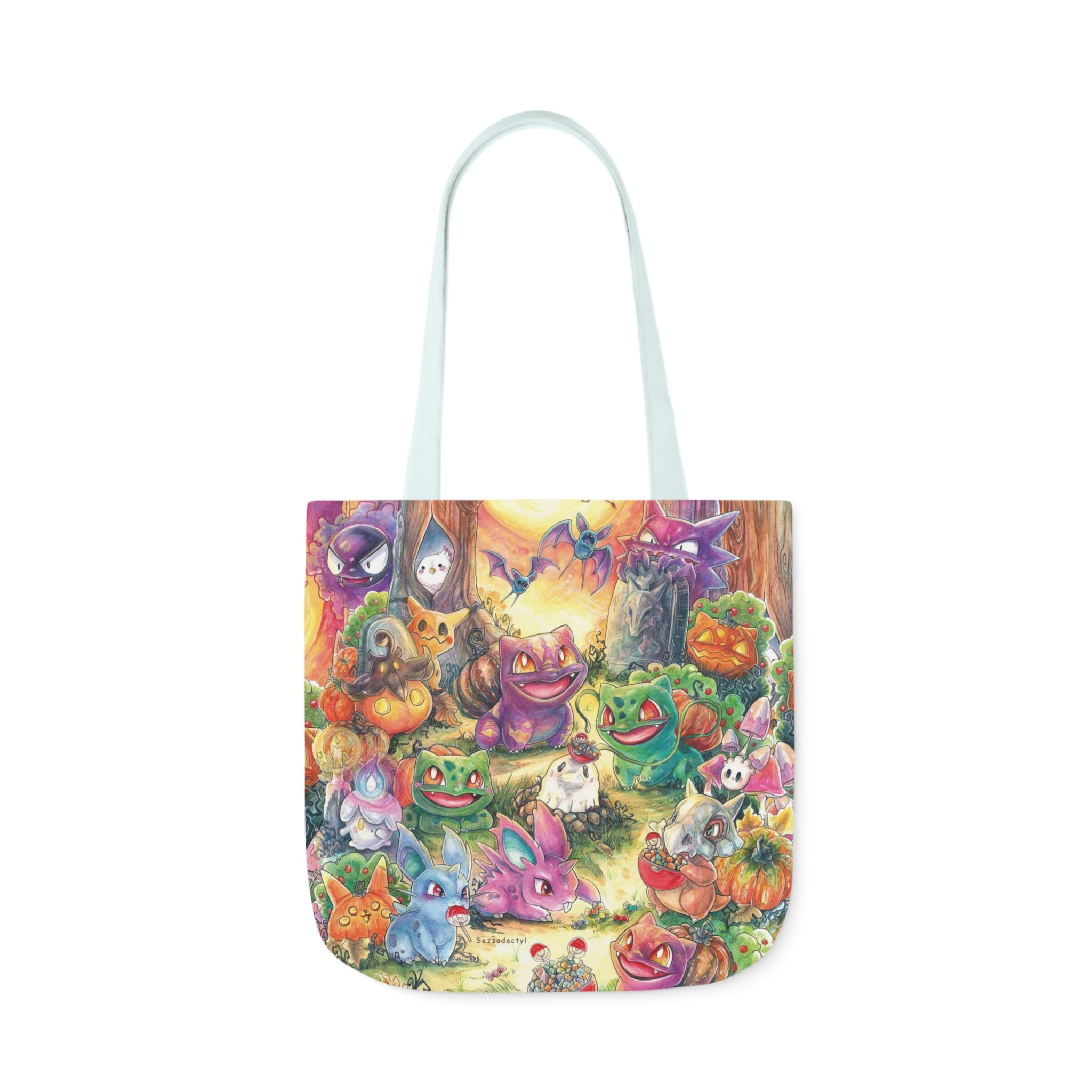 Canvas Tote Bag, 5-Color Straps - Halloween Friends