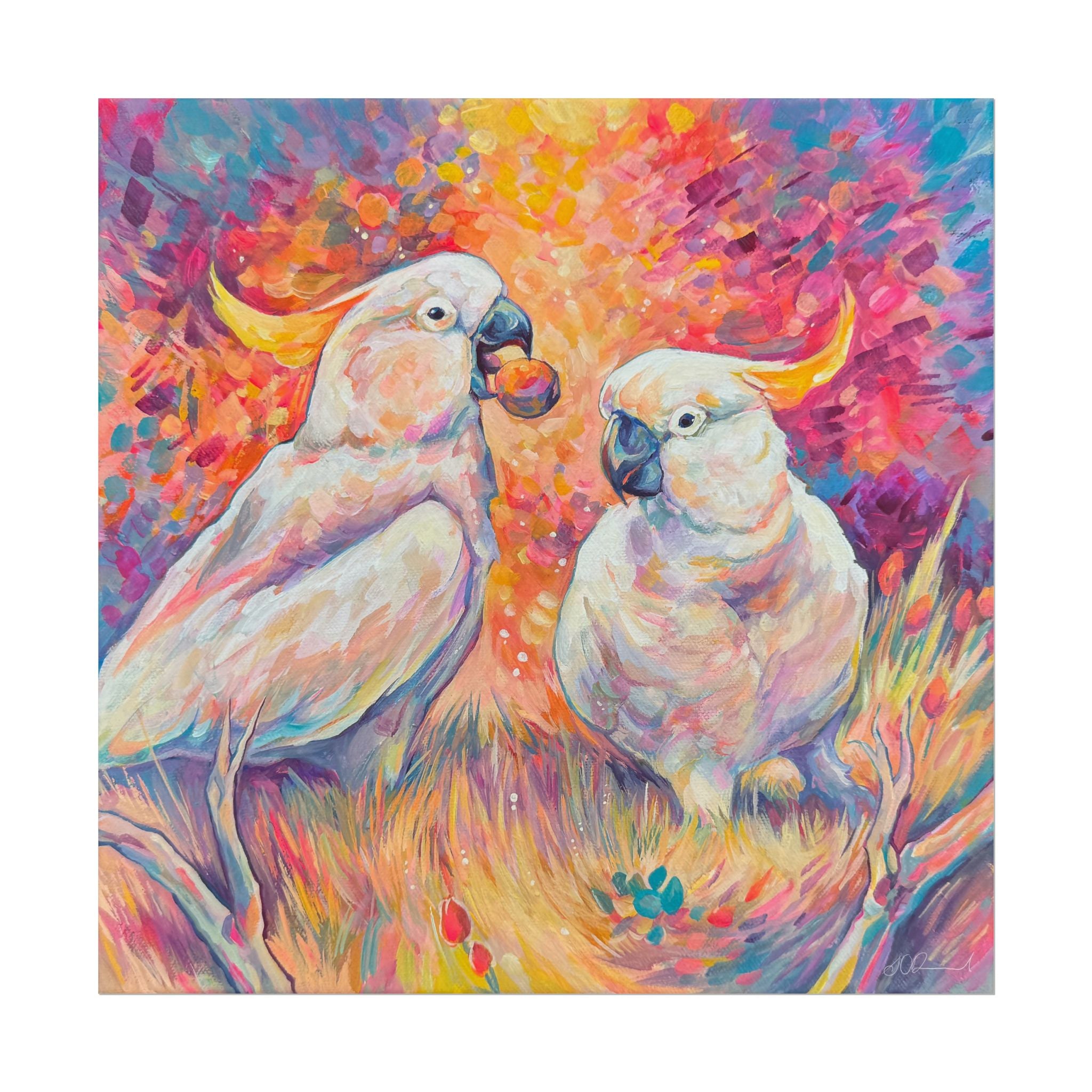 Two Cockatoos Square Print