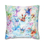 Square Poly Canvas Pillowcase - Fox Family Gathering