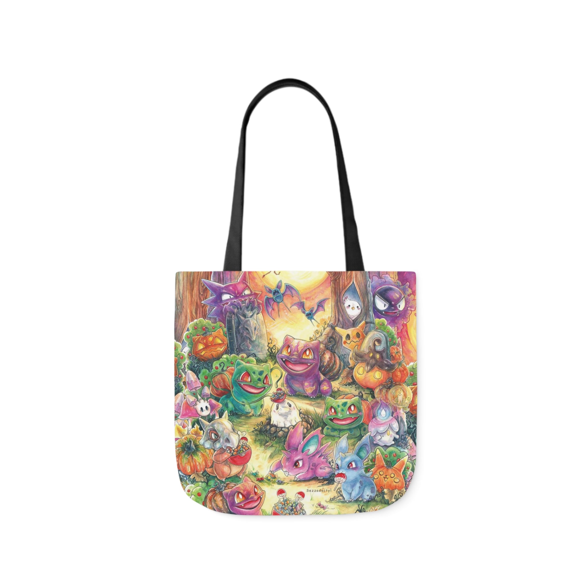 Canvas Tote Bag, 5-Color Straps - Halloween Friends