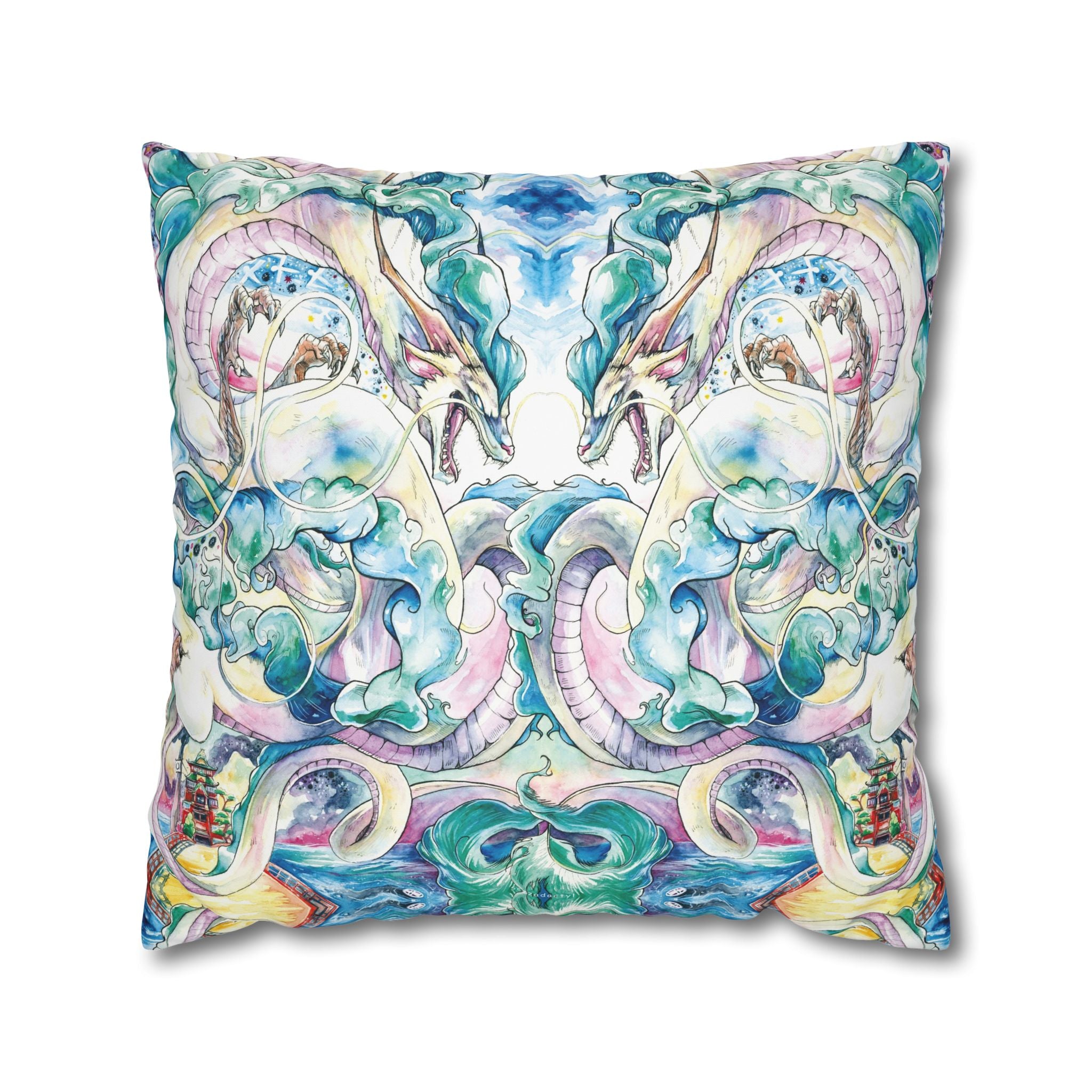 Square Poly Canvas Pillowcase - Spirit of the River