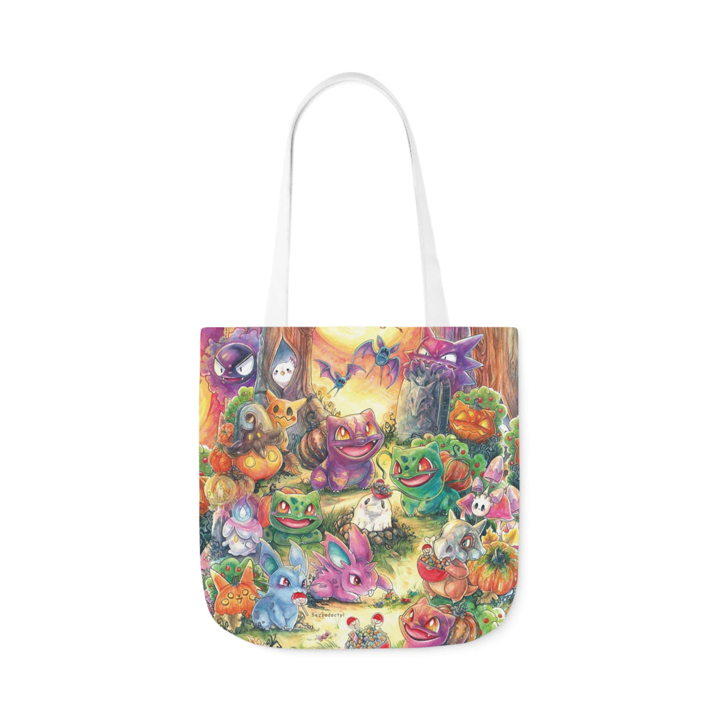 Canvas Tote Bag, 5-Color Straps - Halloween Friends