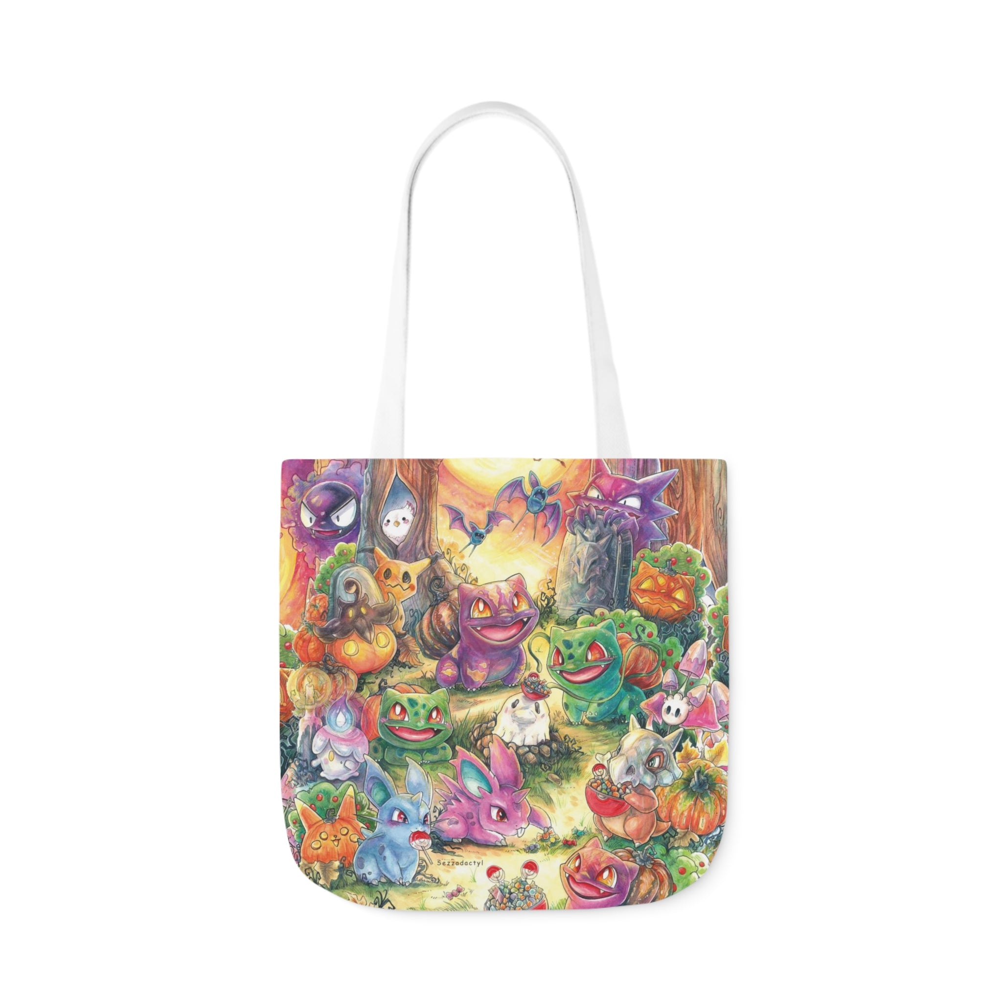 Canvas Tote Bag, 5-Color Straps - Halloween Friends
