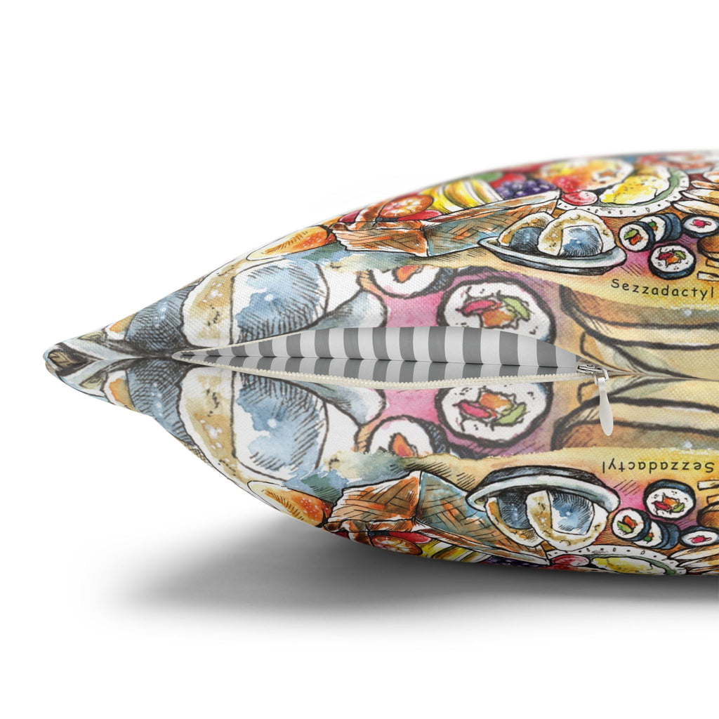 Square Poly Canvas Pillowcase - We Love Food