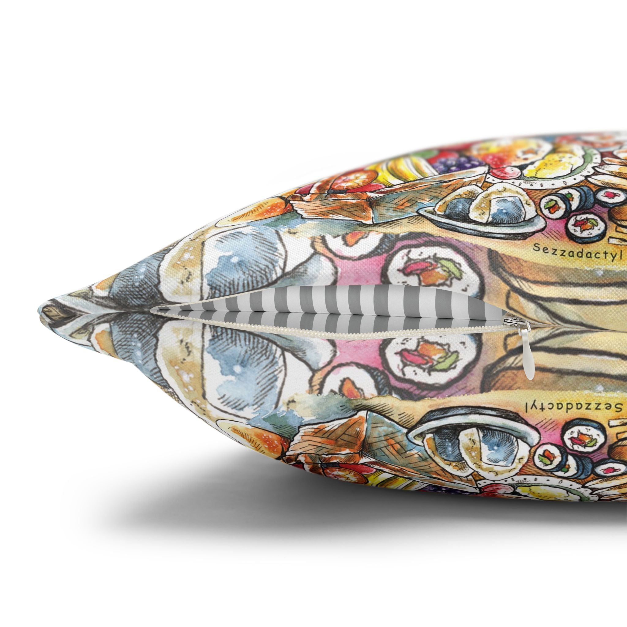 Square Poly Canvas Pillowcase - We Love Food