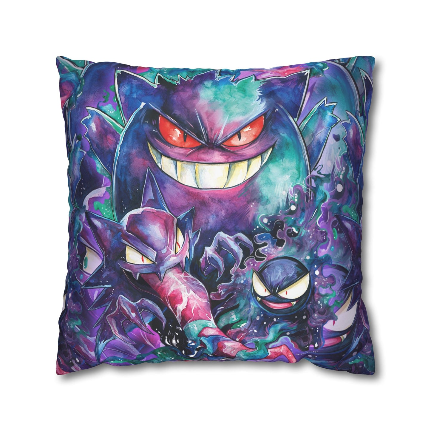 Square Poly Canvas Pillowcase - Ghostly Family