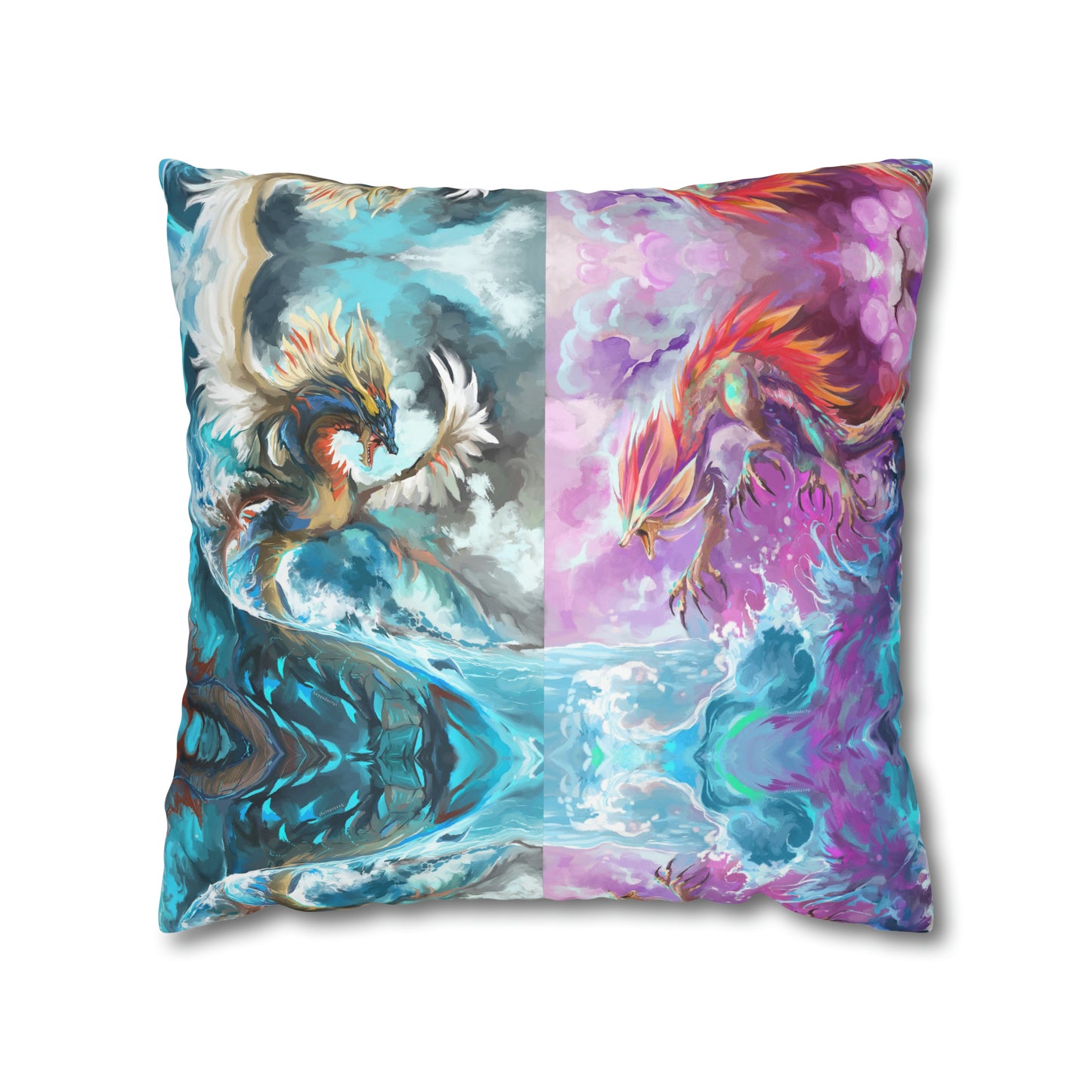 Square Poly Canvas Pillowcase - Monster Battle