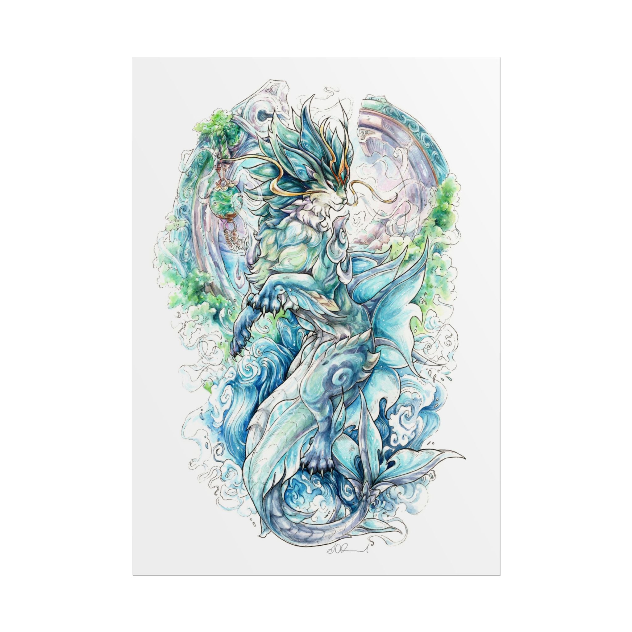 Cat Dragon Poster Print