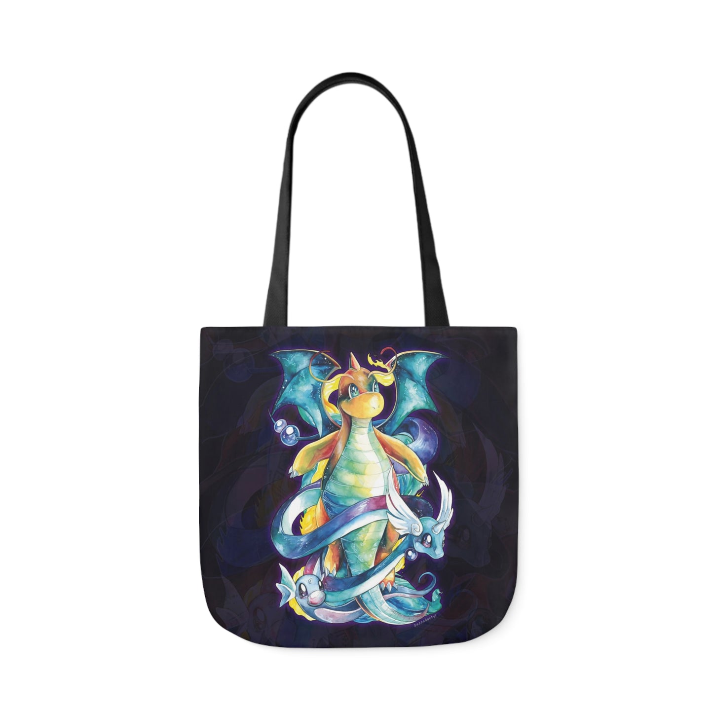 Canvas Tote Bag, 5-Color Straps - Dragons