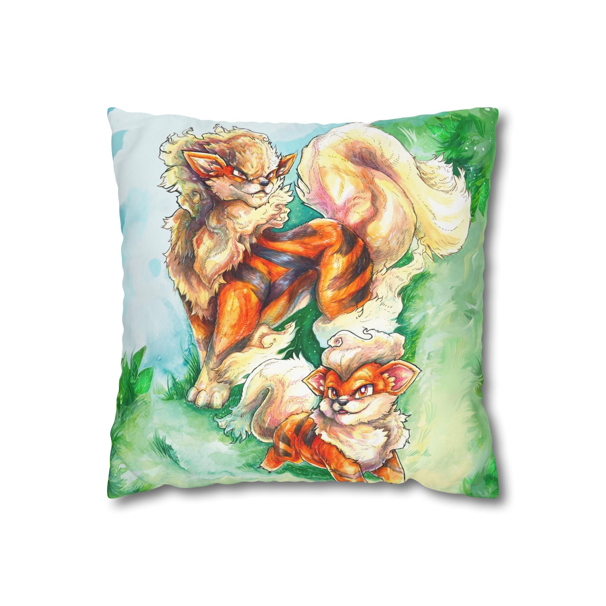 Square Poly Canvas Pillowcase - Fire Dogs