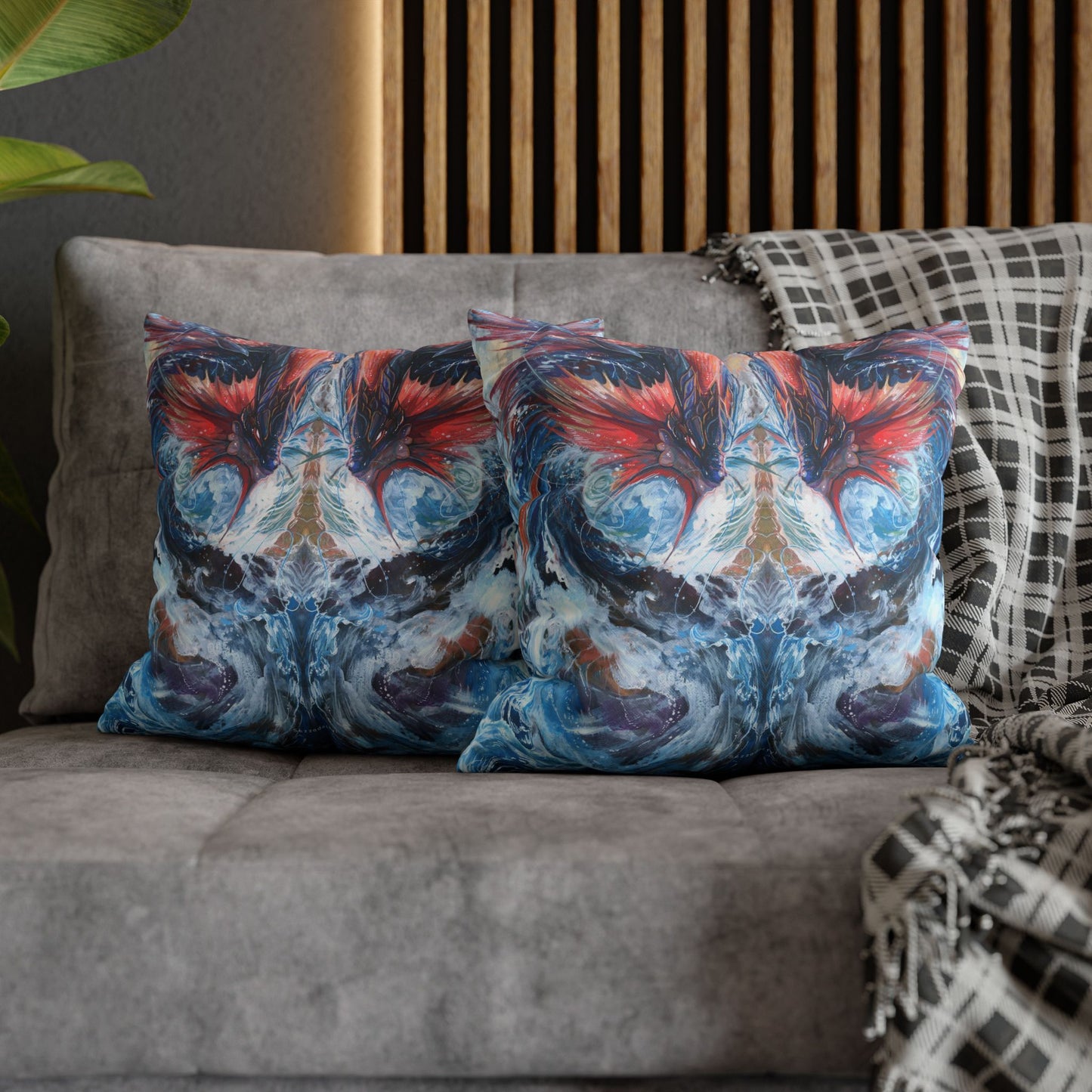 Square Poly Canvas Pillowcase - Serpent of the Rapids