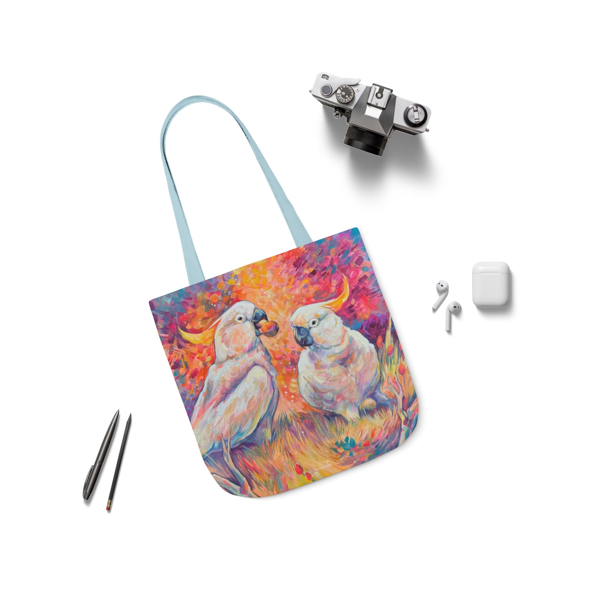 Tote Bag, 5-Color Straps - Cockatoos