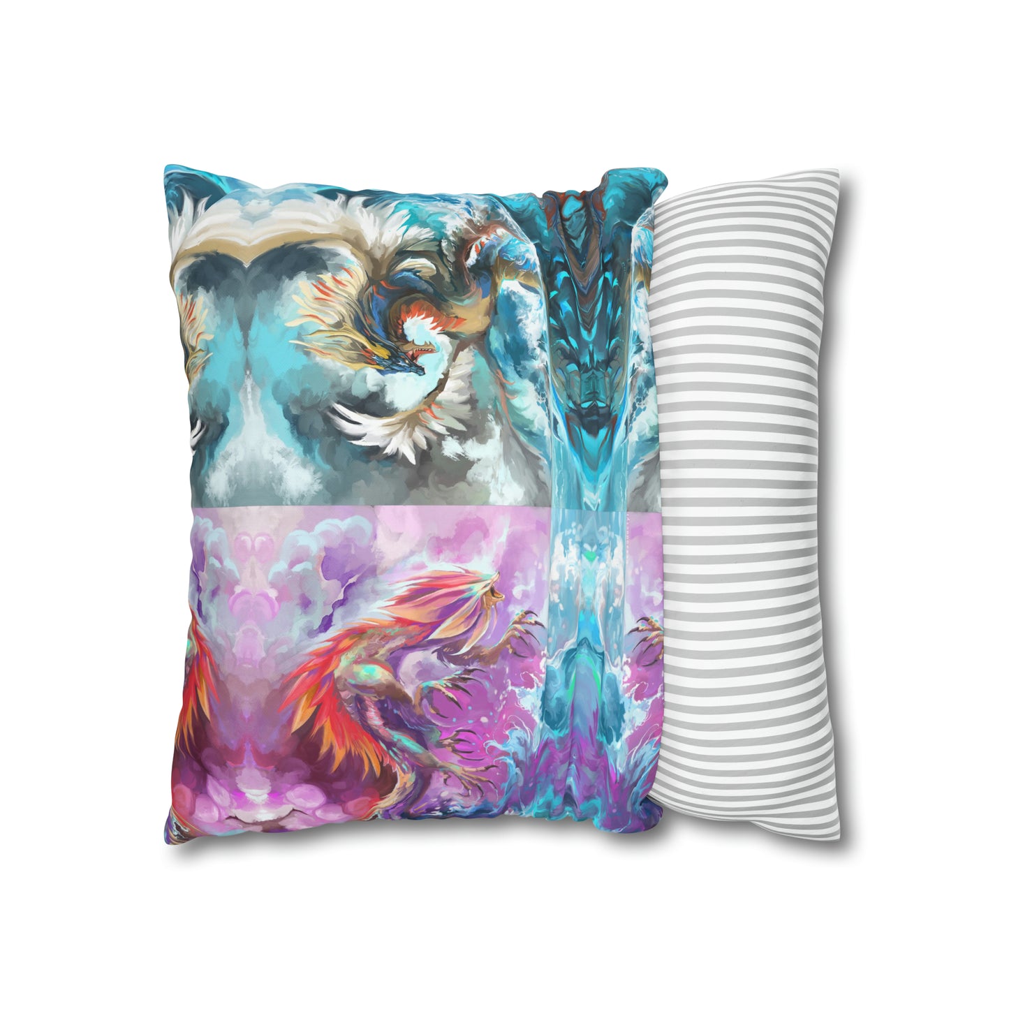 Square Poly Canvas Pillowcase - Monster Battle