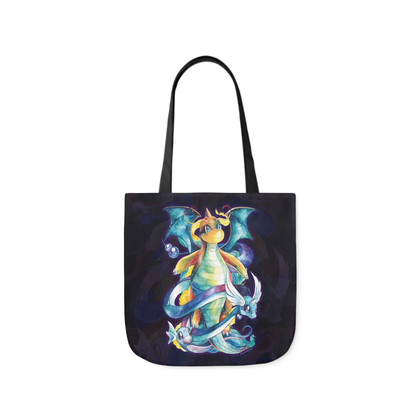 Canvas Tote Bag, 5-Color Straps - Dragons