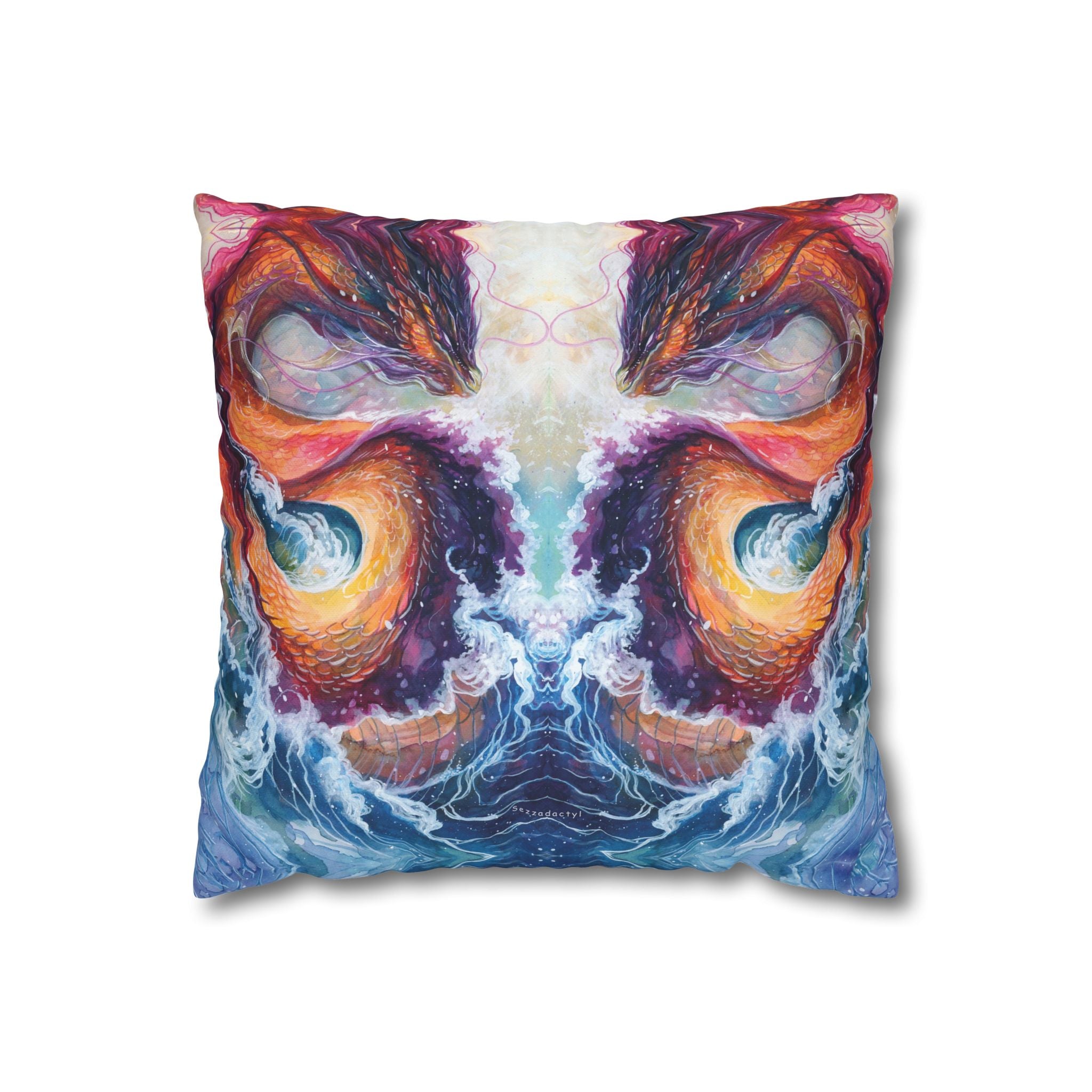 Square Poly Canvas Pillowcase - Serpent of the Lake