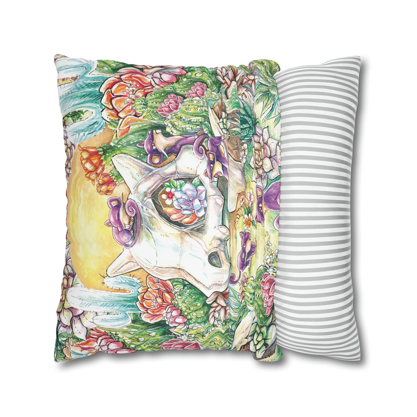 Square Poly Canvas Pillowcase - Skull with Rats